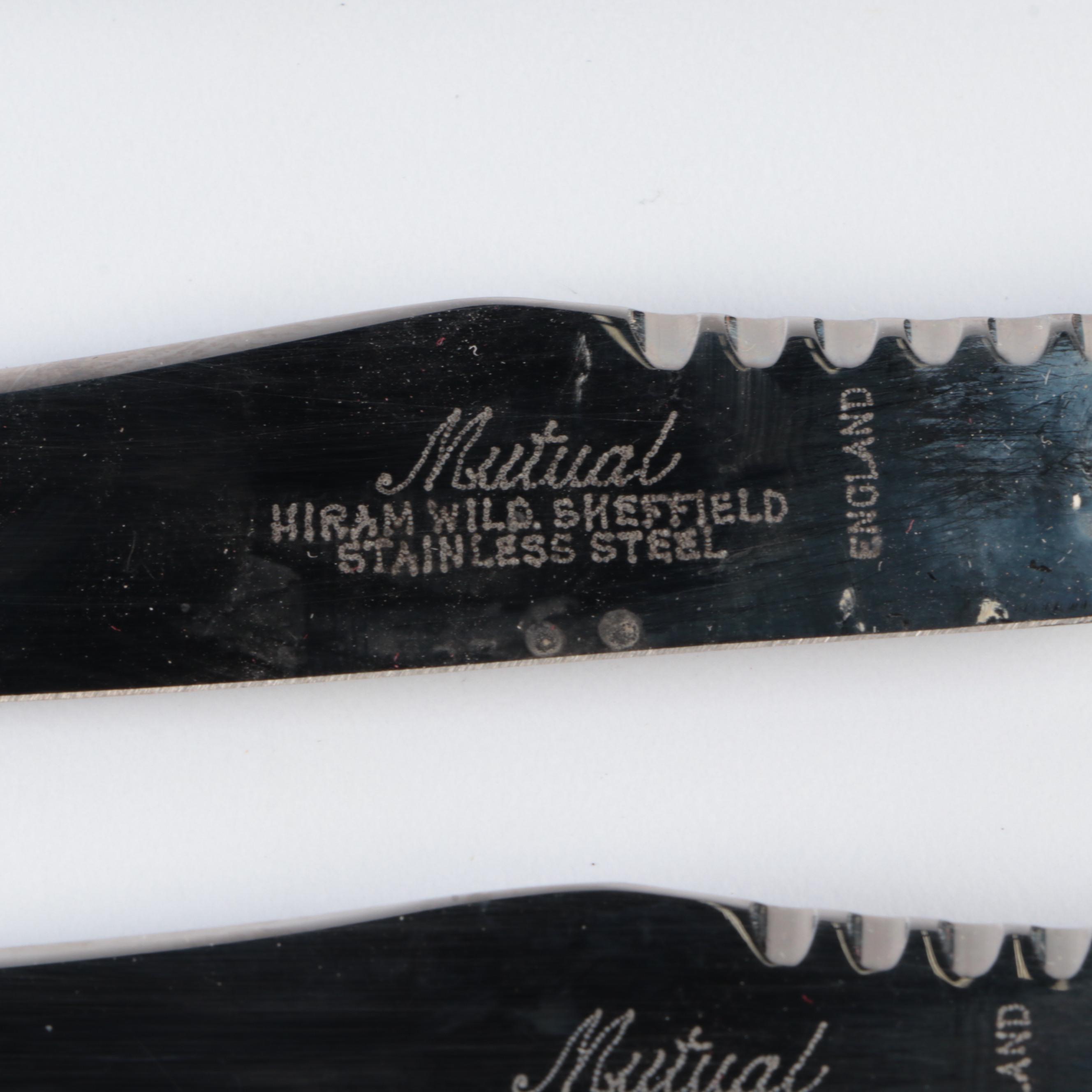 Sheffield English Stainless Steel and Antler Handled Steak Knives