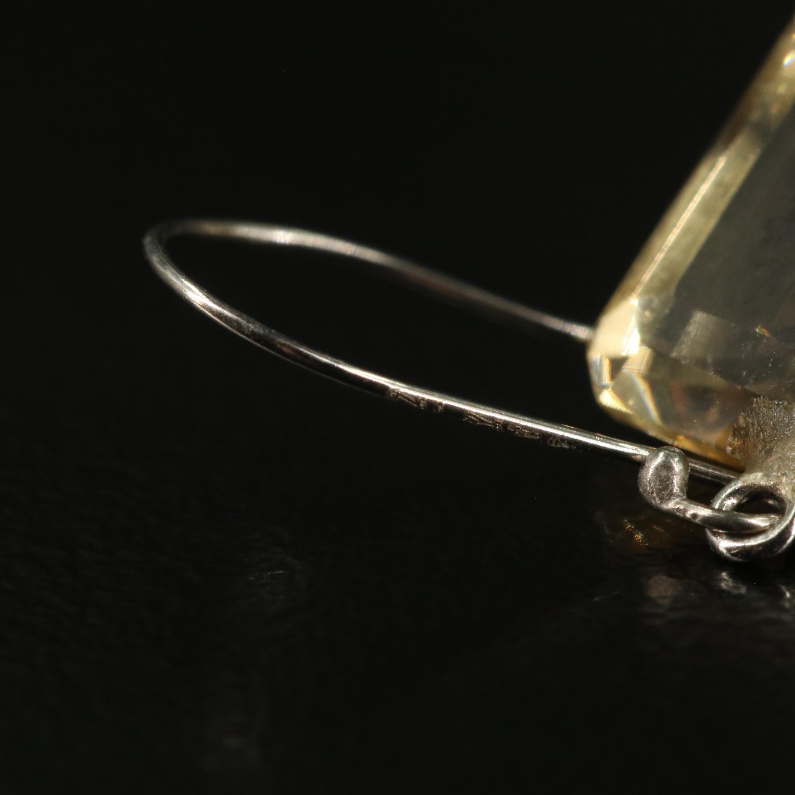 14K Rectangular Citrine Drop Earrings