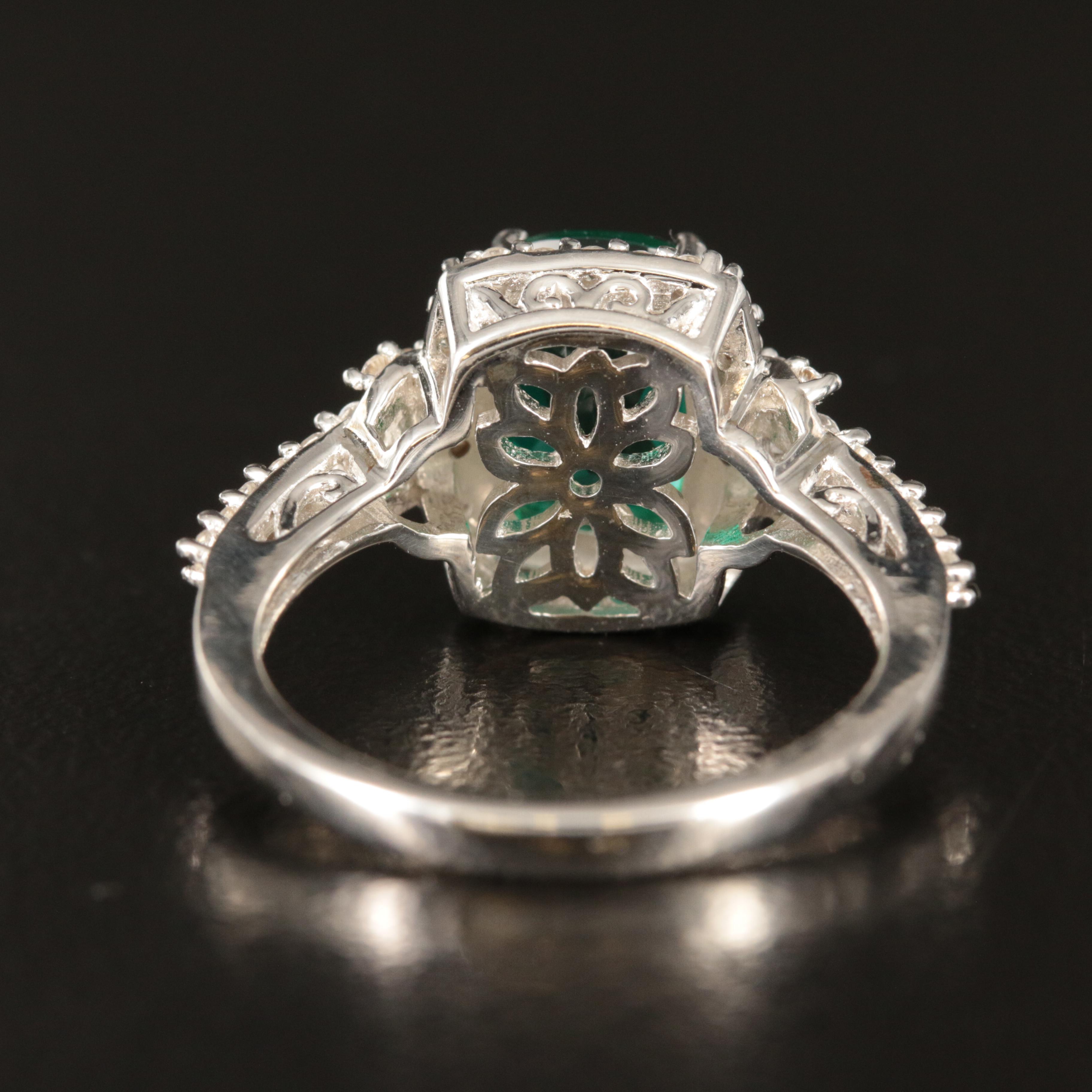 Sterling Emerald and White Sapphire Ring