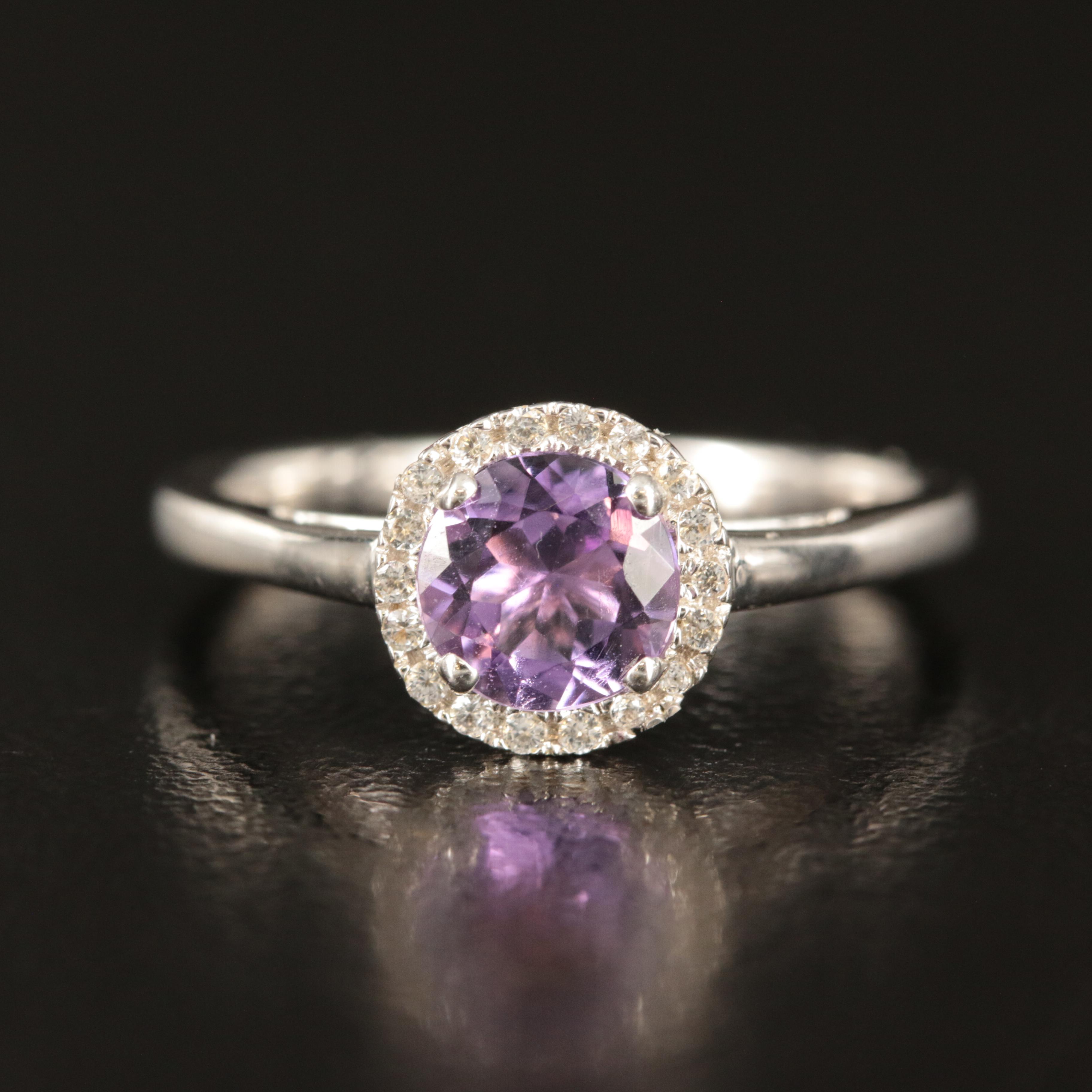 Sterling Amethyst and White Sapphire Ring