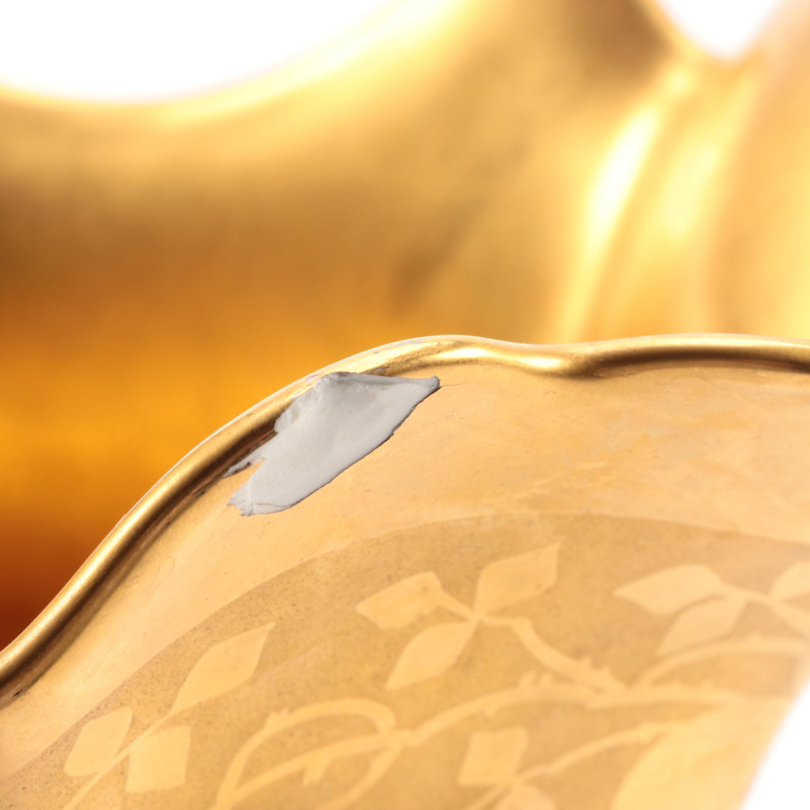 Victorian French Porcelain Gilt Encrusted Pitcher with Hand-Painted Panels