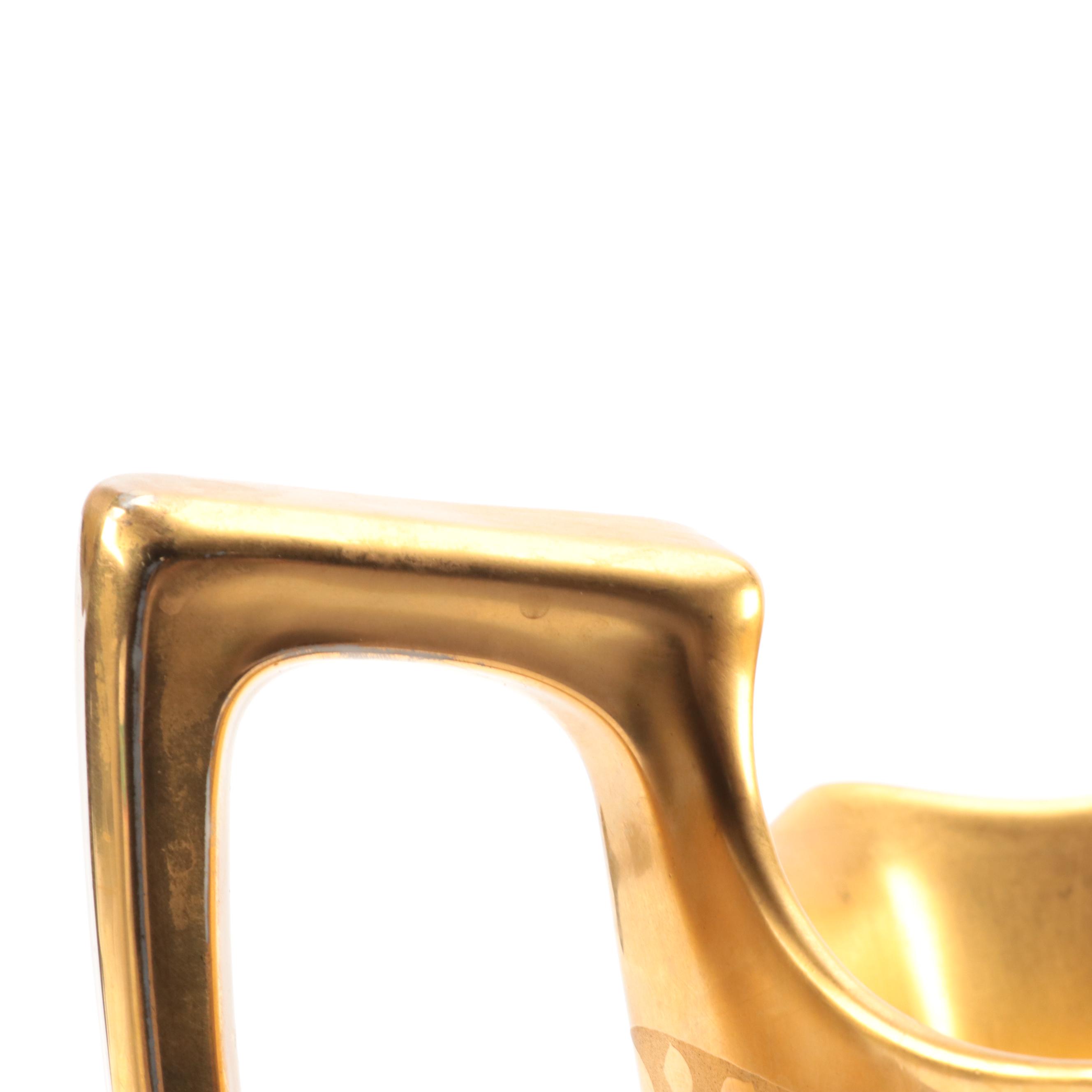 Victorian French Porcelain Gilt Encrusted Pitcher with Hand-Painted Panels