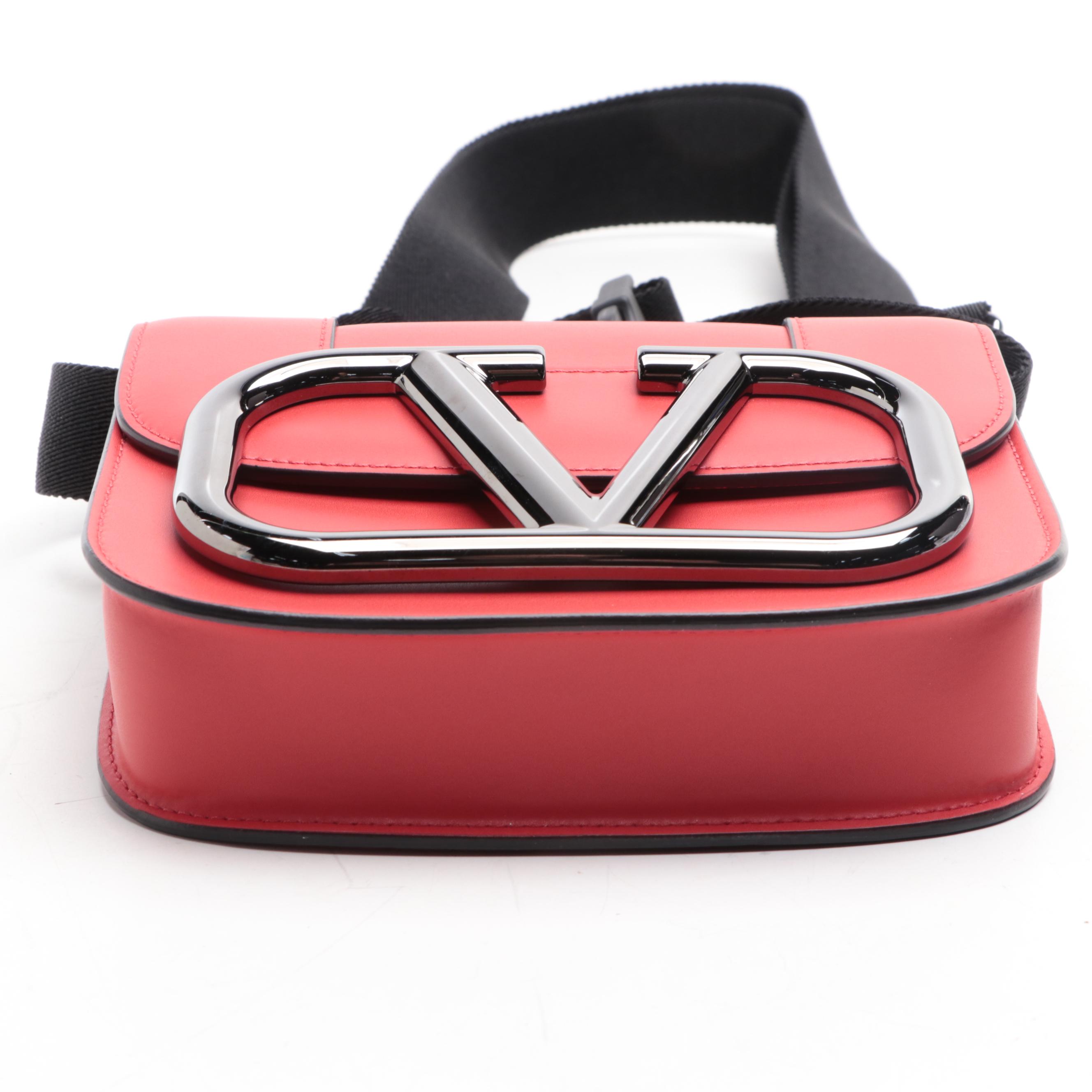 Valentino Supervee Crossbody Bag Small in Leather with Web Straps