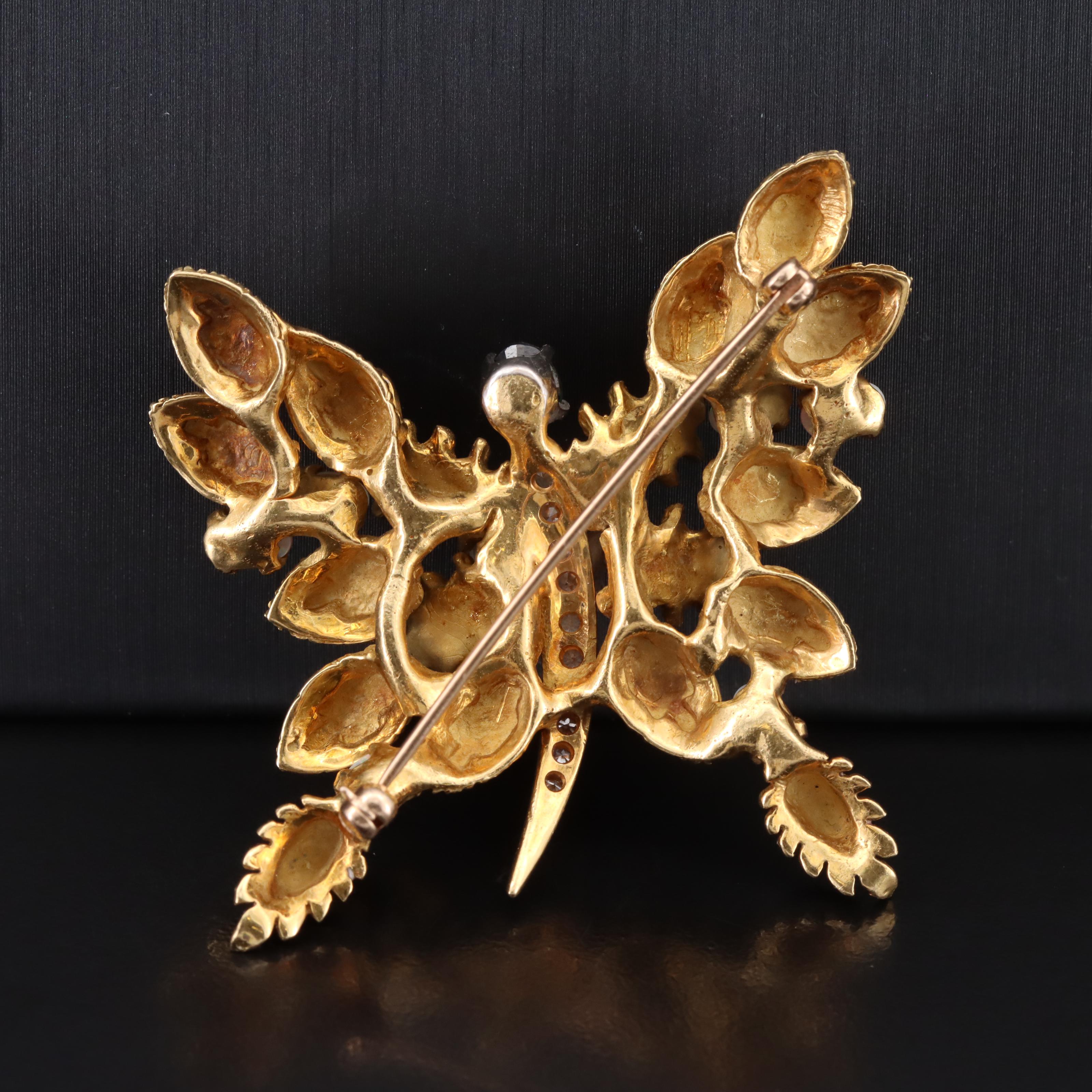 18K Opal, Sapphire, Enamel and Diamond Butterfly Brooch