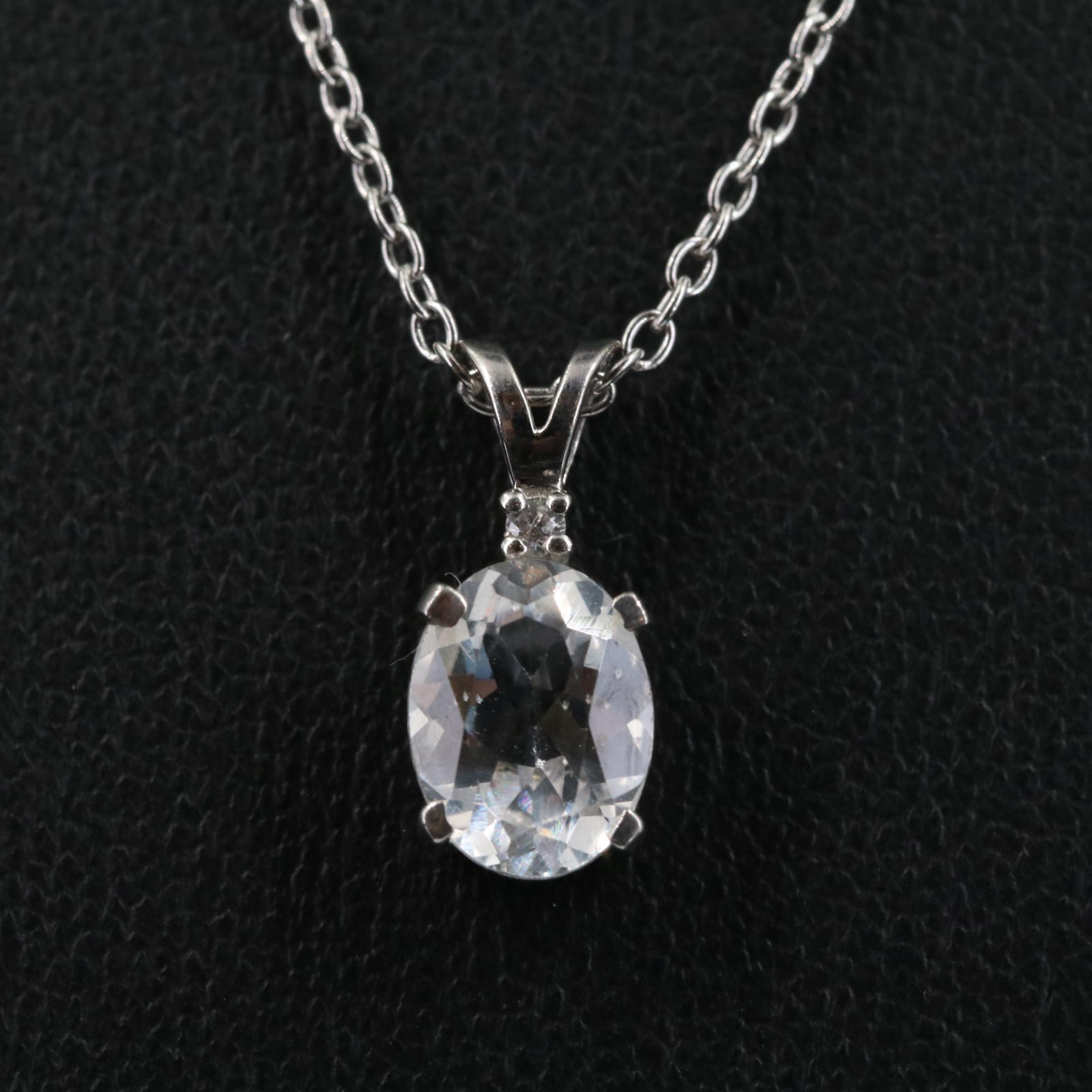 Sterling White Topaz Pendant Necklace