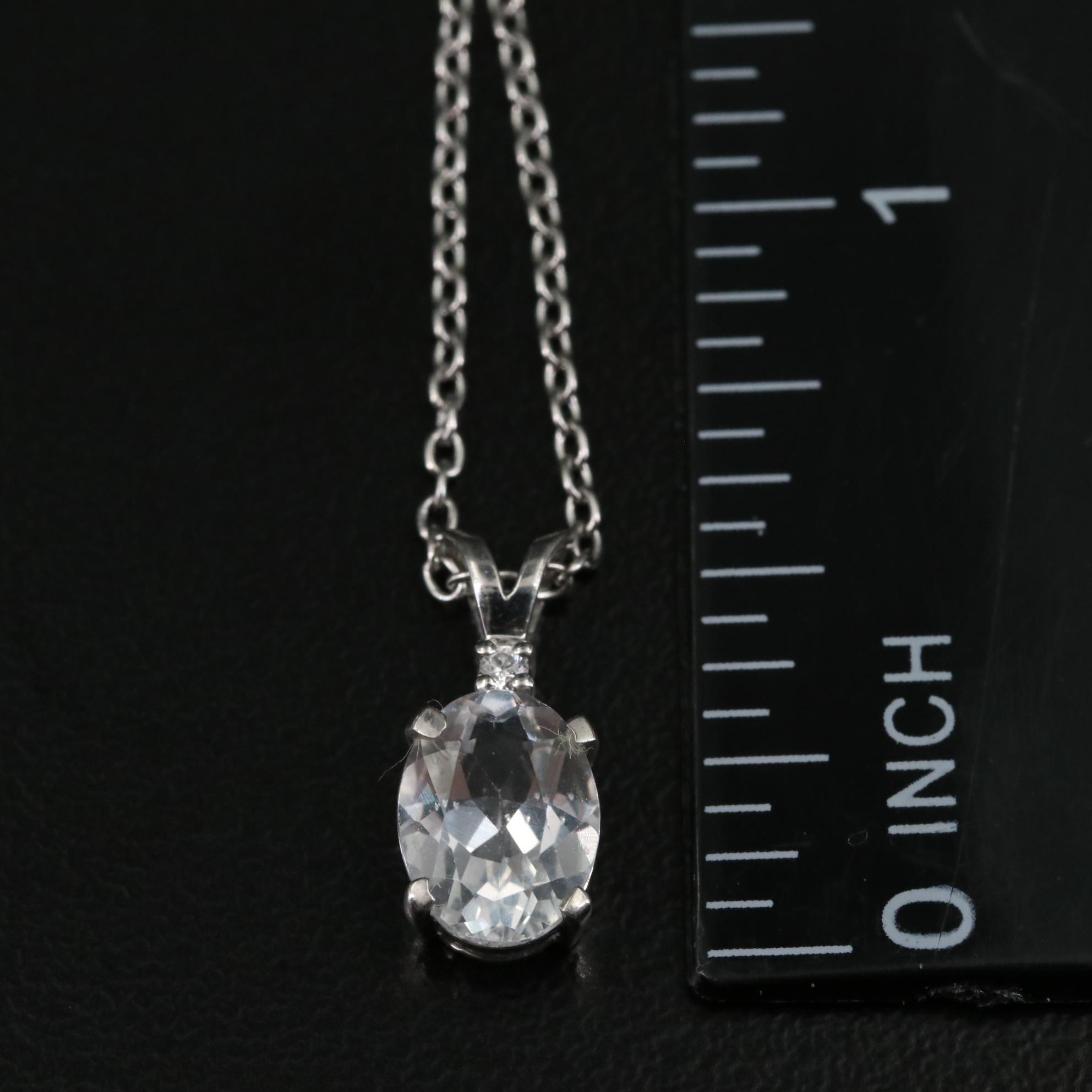 Sterling White Topaz Pendant Necklace