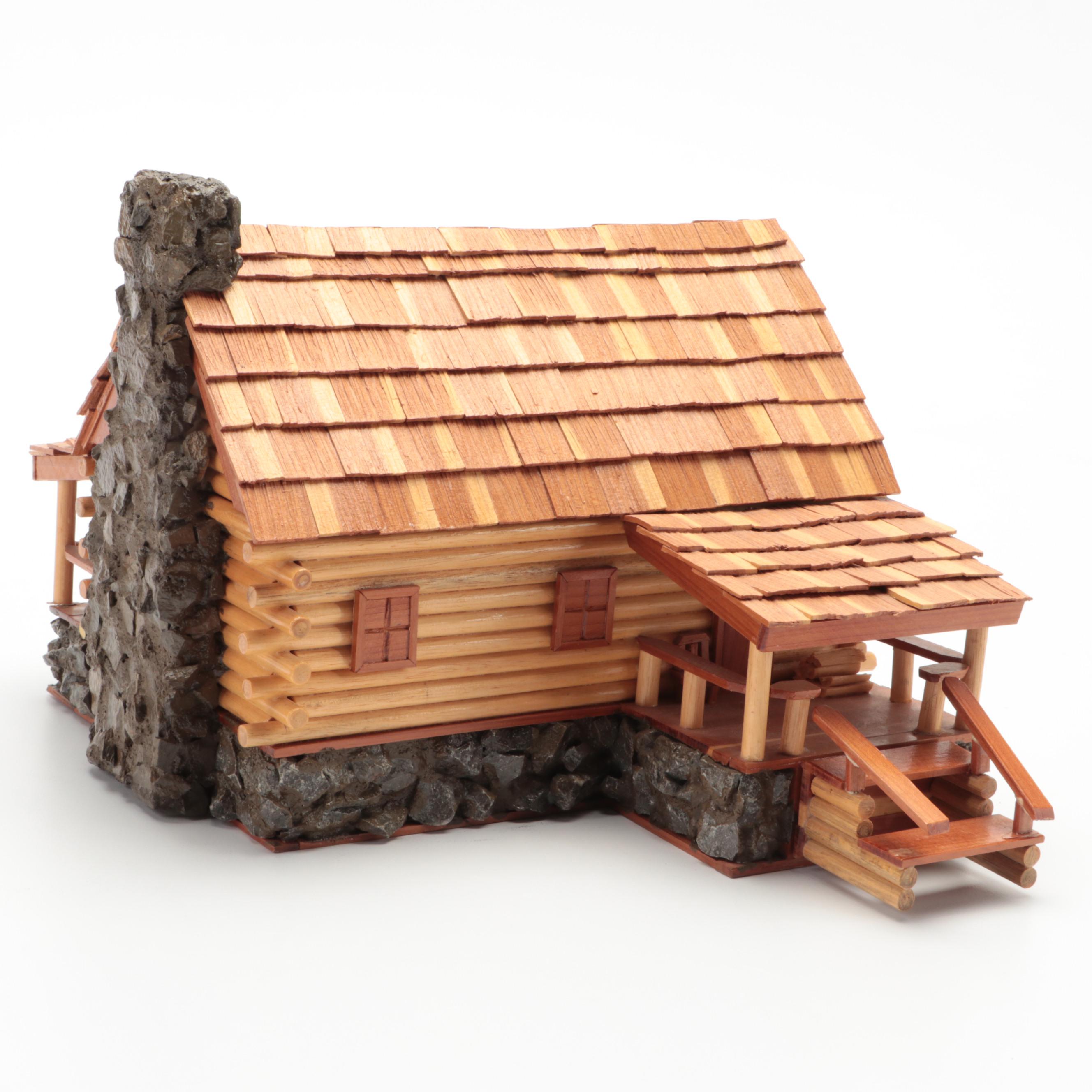 Prison Art Handmade Cedar Shake and Wooden Model Cabin, 2005