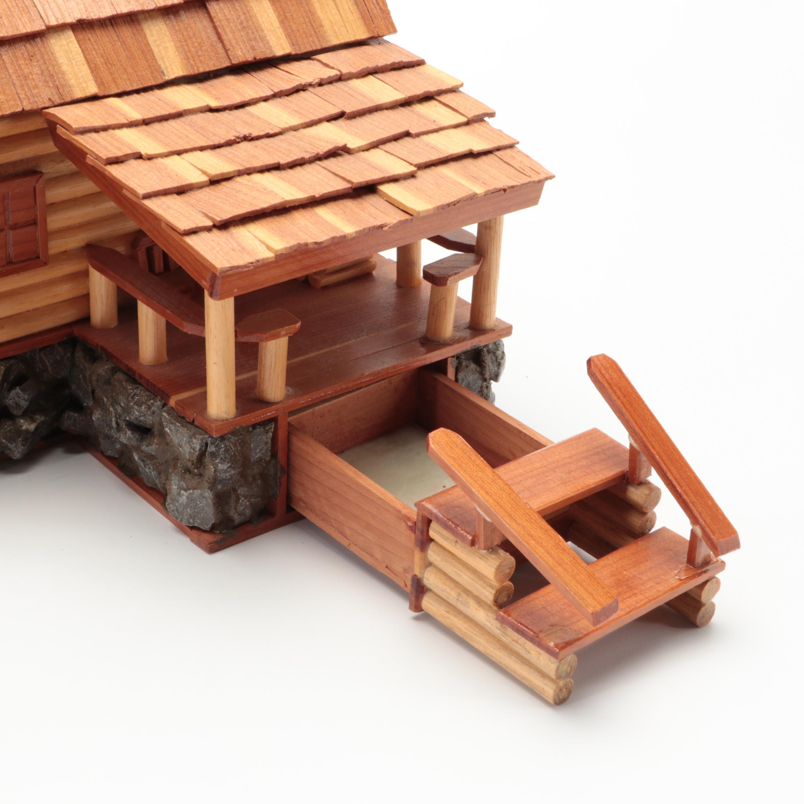 Prison Art Handmade Cedar Shake and Wooden Model Cabin, 2005