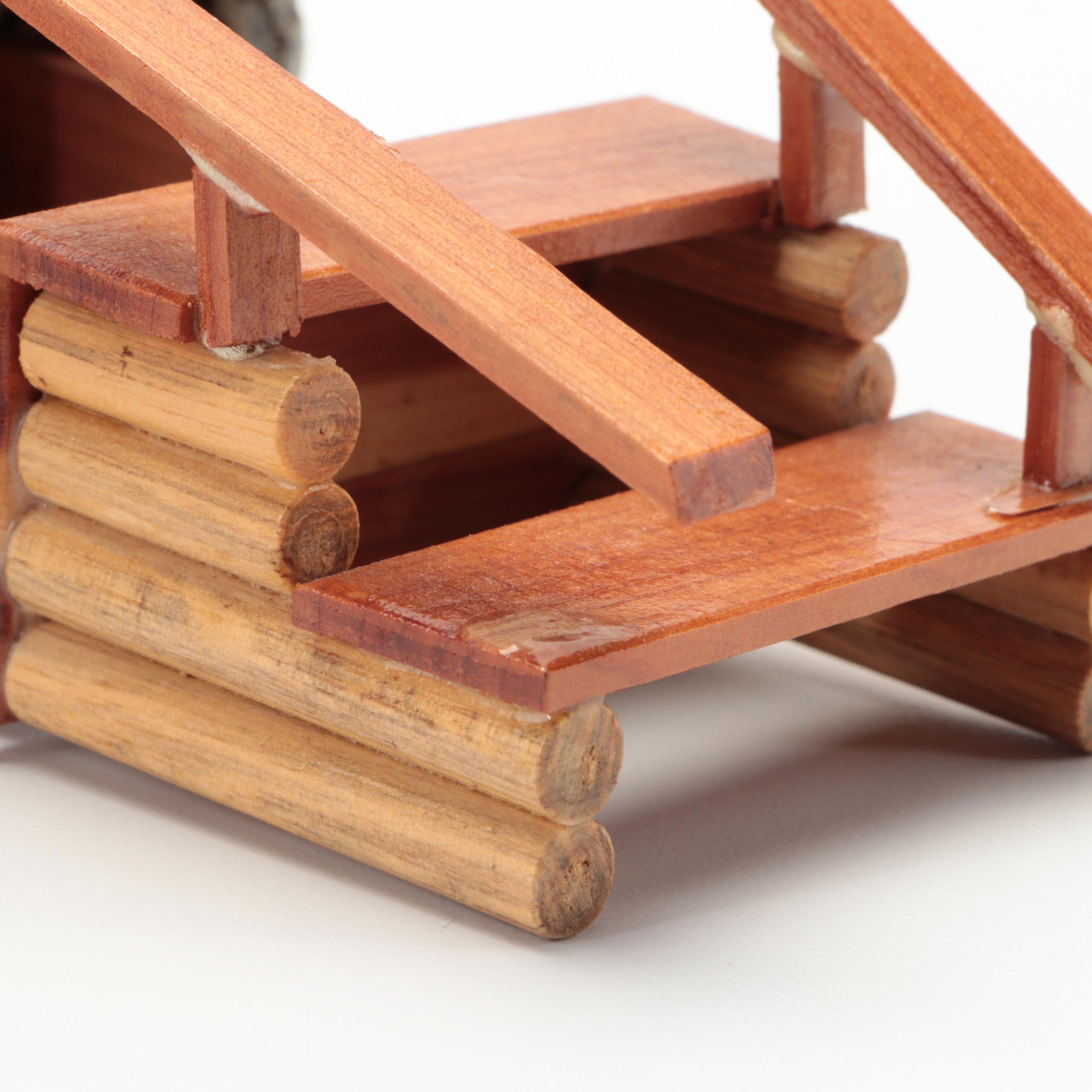 Prison Art Handmade Cedar Shake and Wooden Model Cabin, 2005