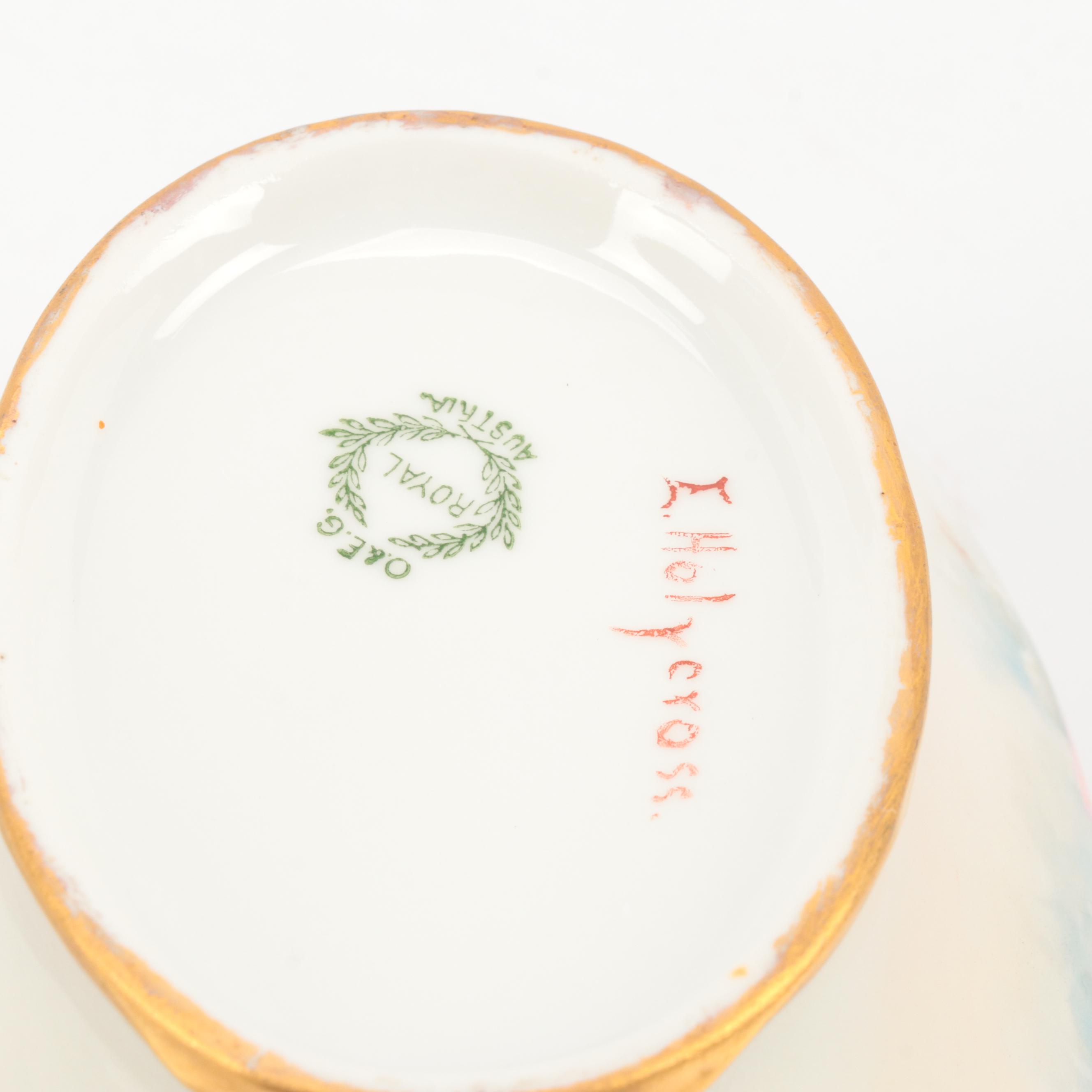 Hobbyist Hand-Painted Porcelain Sauce Boat, Early 20th Century