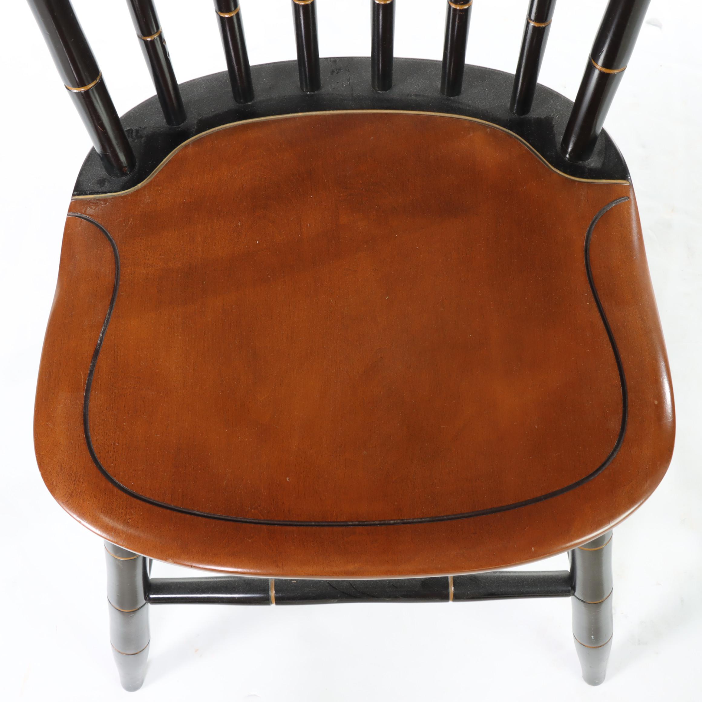 Pair of L. Hitchcock Maple, Ebonized, and Gilt-Stenciled "Fancy" Side Chairs