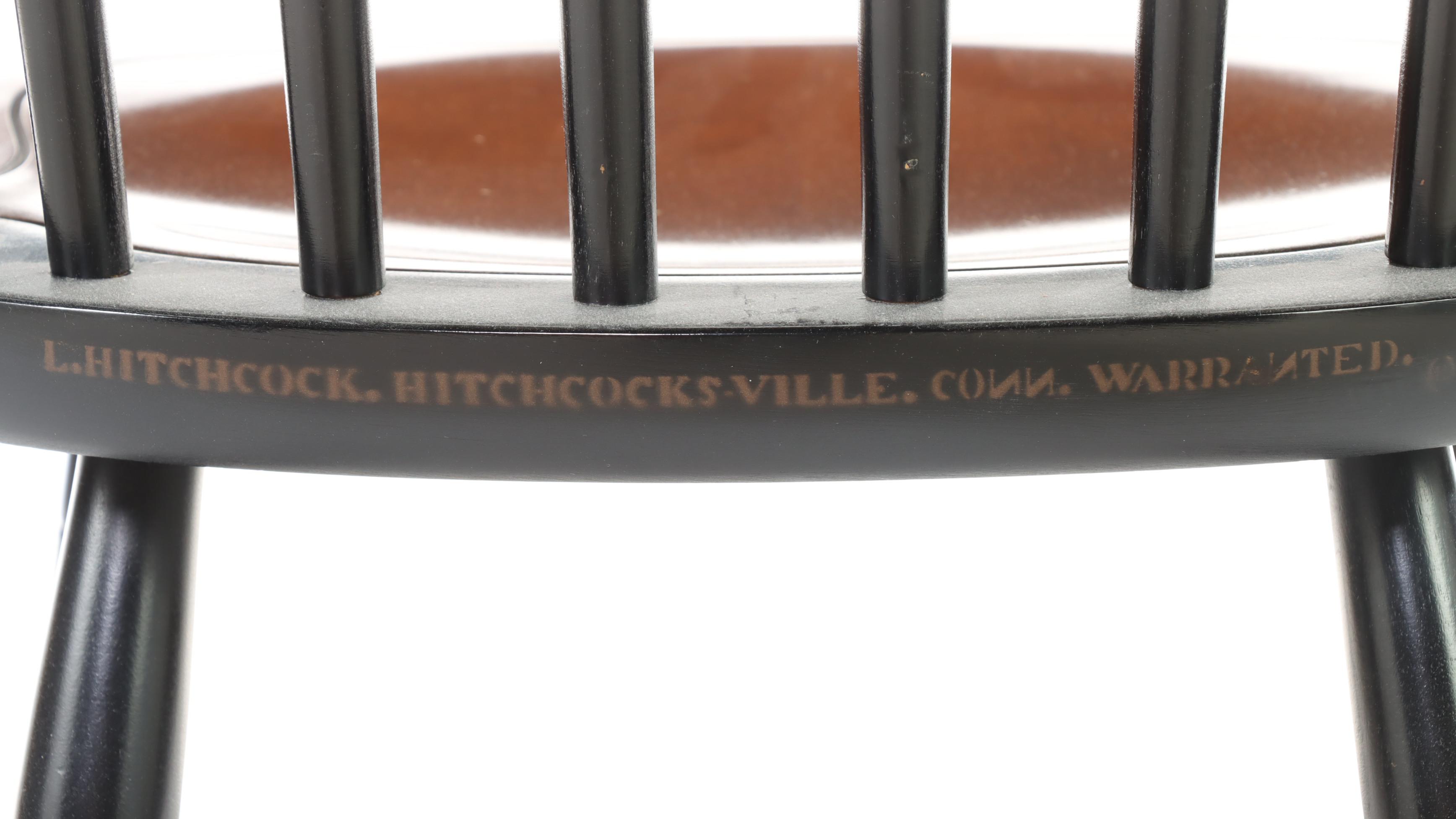 Pair of L. Hitchcock Maple, Ebonized, and Gilt-Stenciled "Fancy" Side Chairs