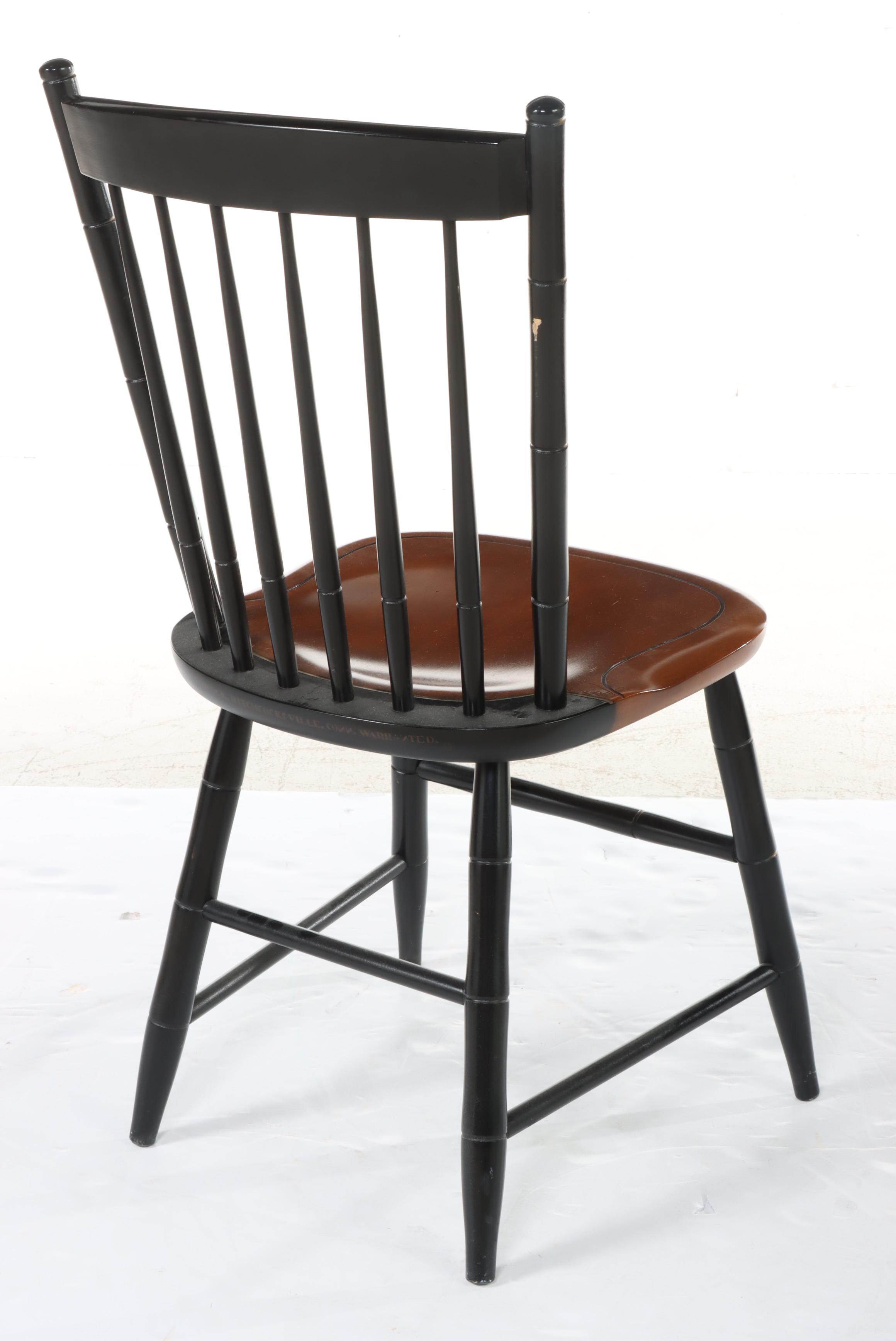 Pair of L. Hitchcock Maple, Ebonized, and Gilt-Stenciled "Fancy" Side Chairs