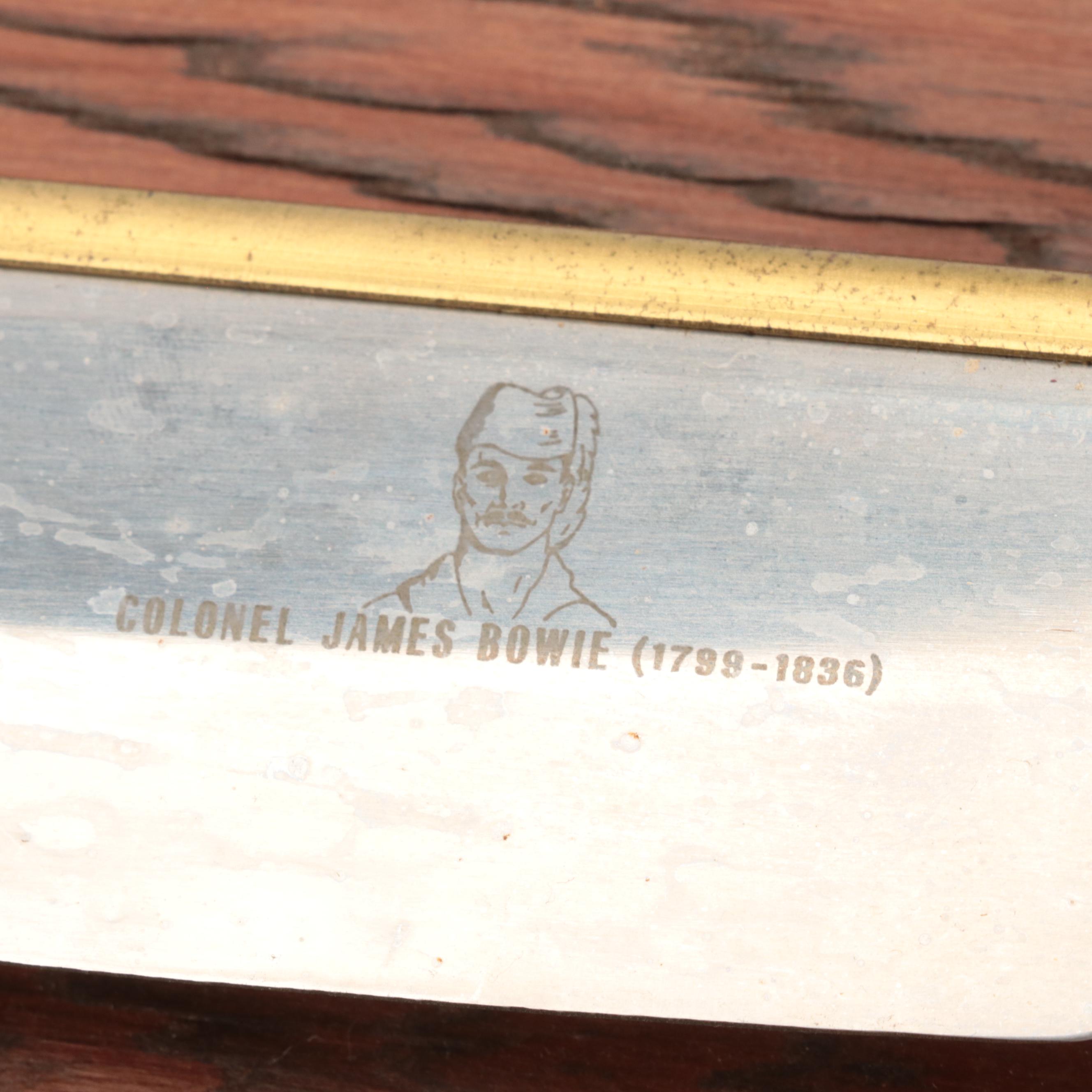 Carvell Hall "Colonel James Bowie" Bowie Knife with Display, Mid-20th Century