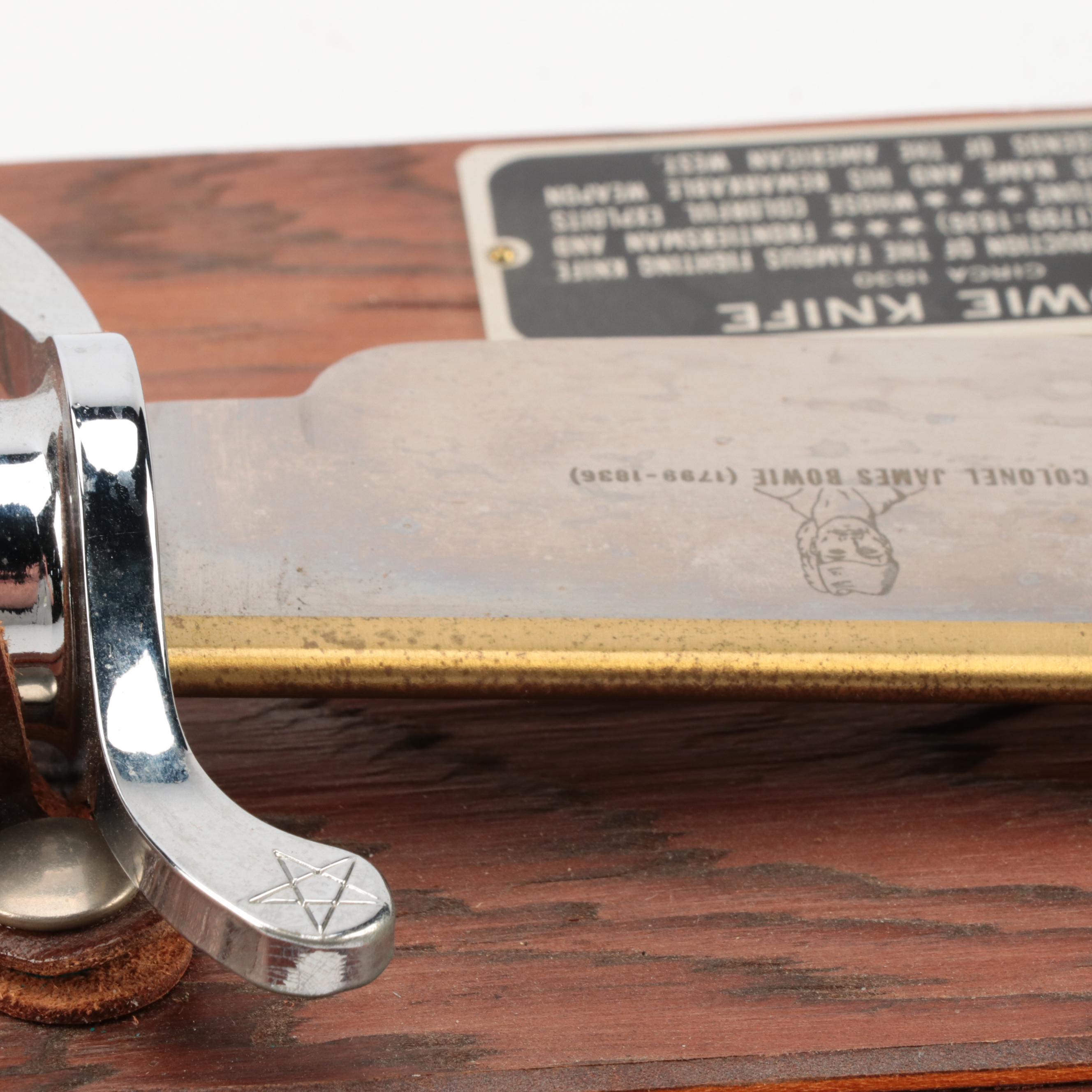 Carvell Hall "Colonel James Bowie" Bowie Knife with Display, Mid-20th Century