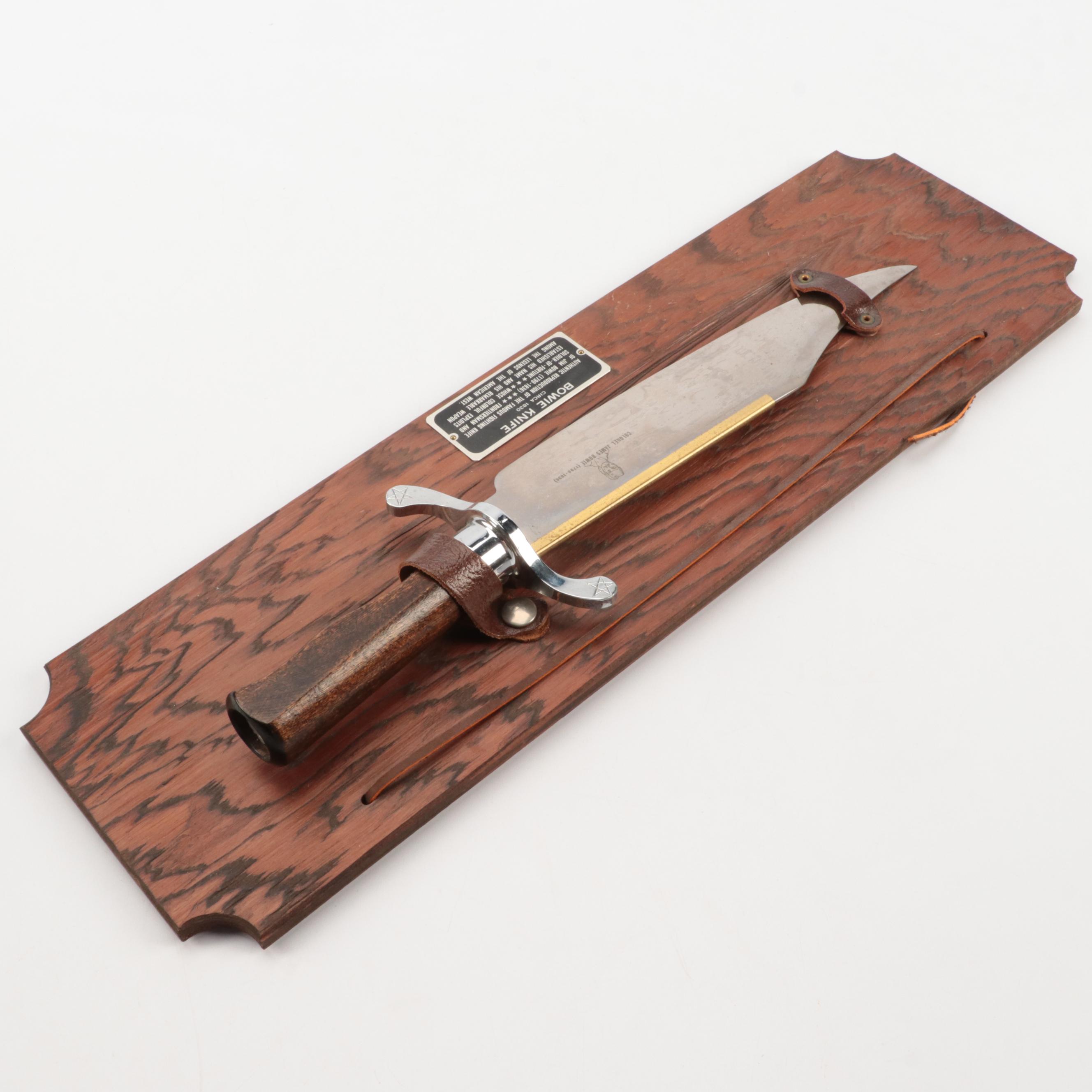Carvell Hall "Colonel James Bowie" Bowie Knife with Display, Mid-20th Century