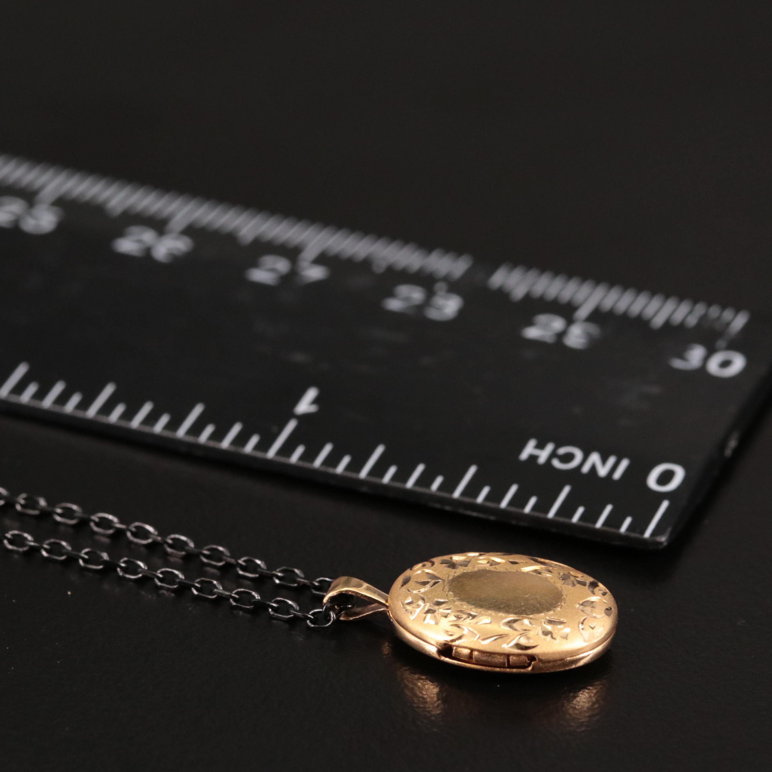 10K Locket with Stainless Steel Chain Necklace