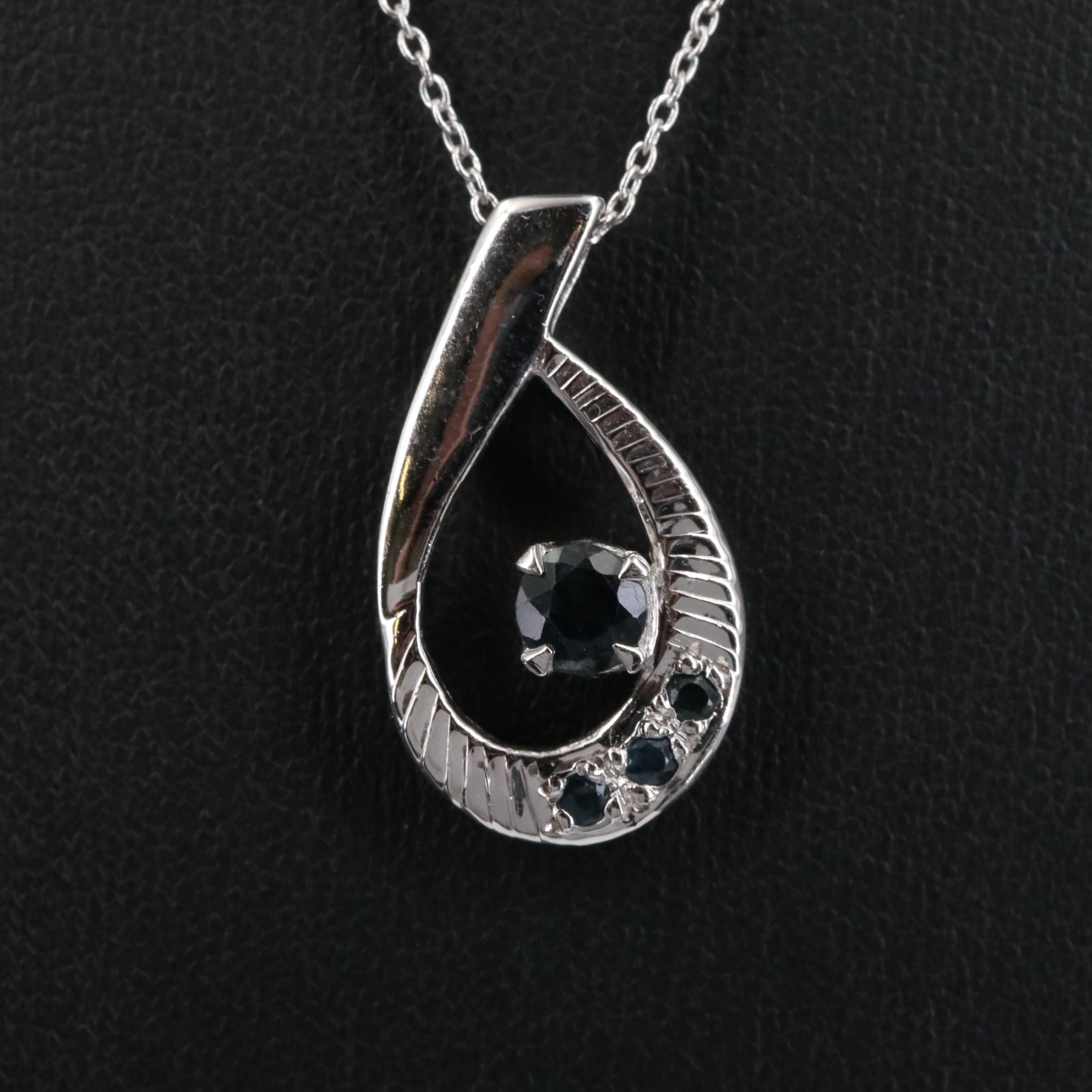 Sterling Sapphire Pendant Necklace