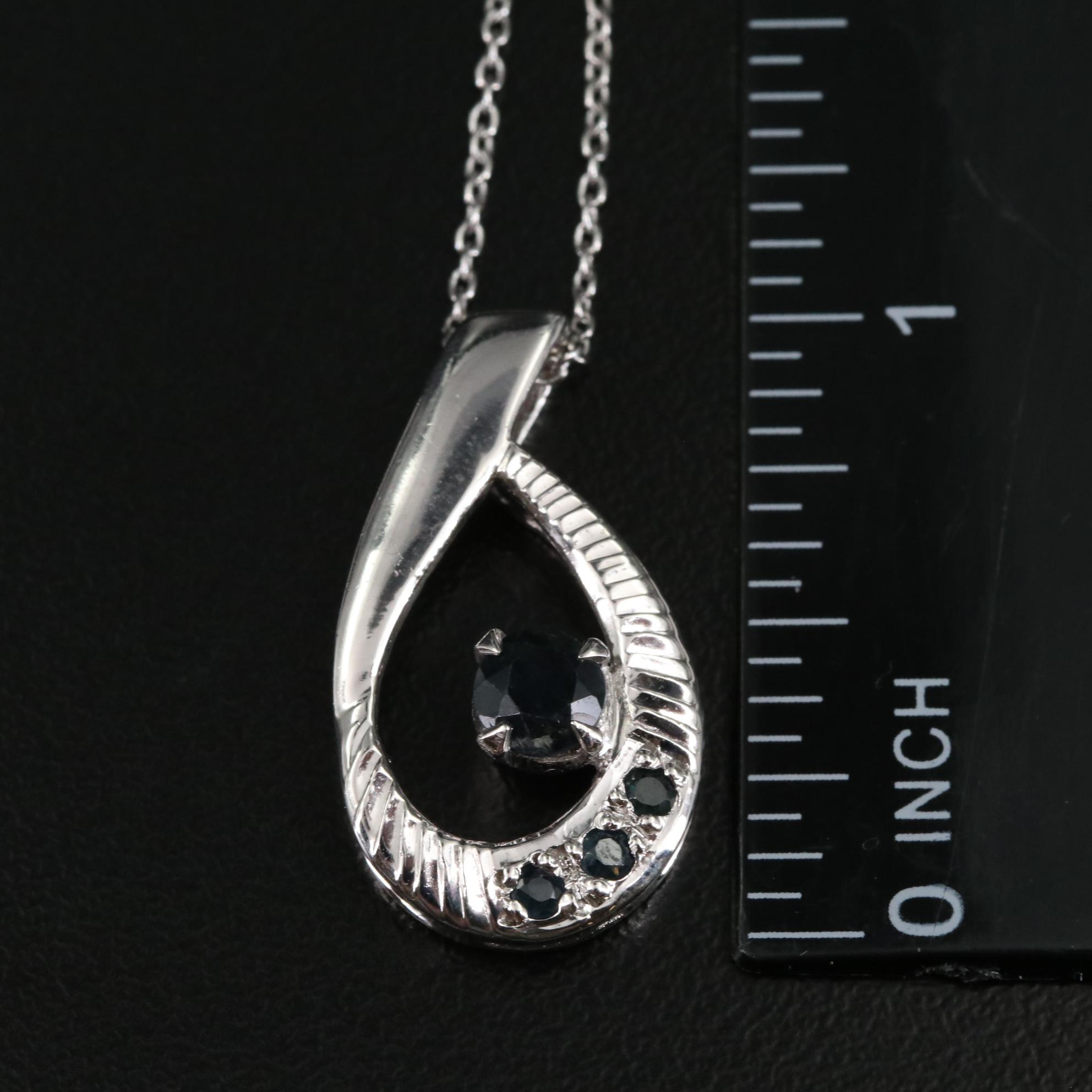 Sterling Sapphire Pendant Necklace