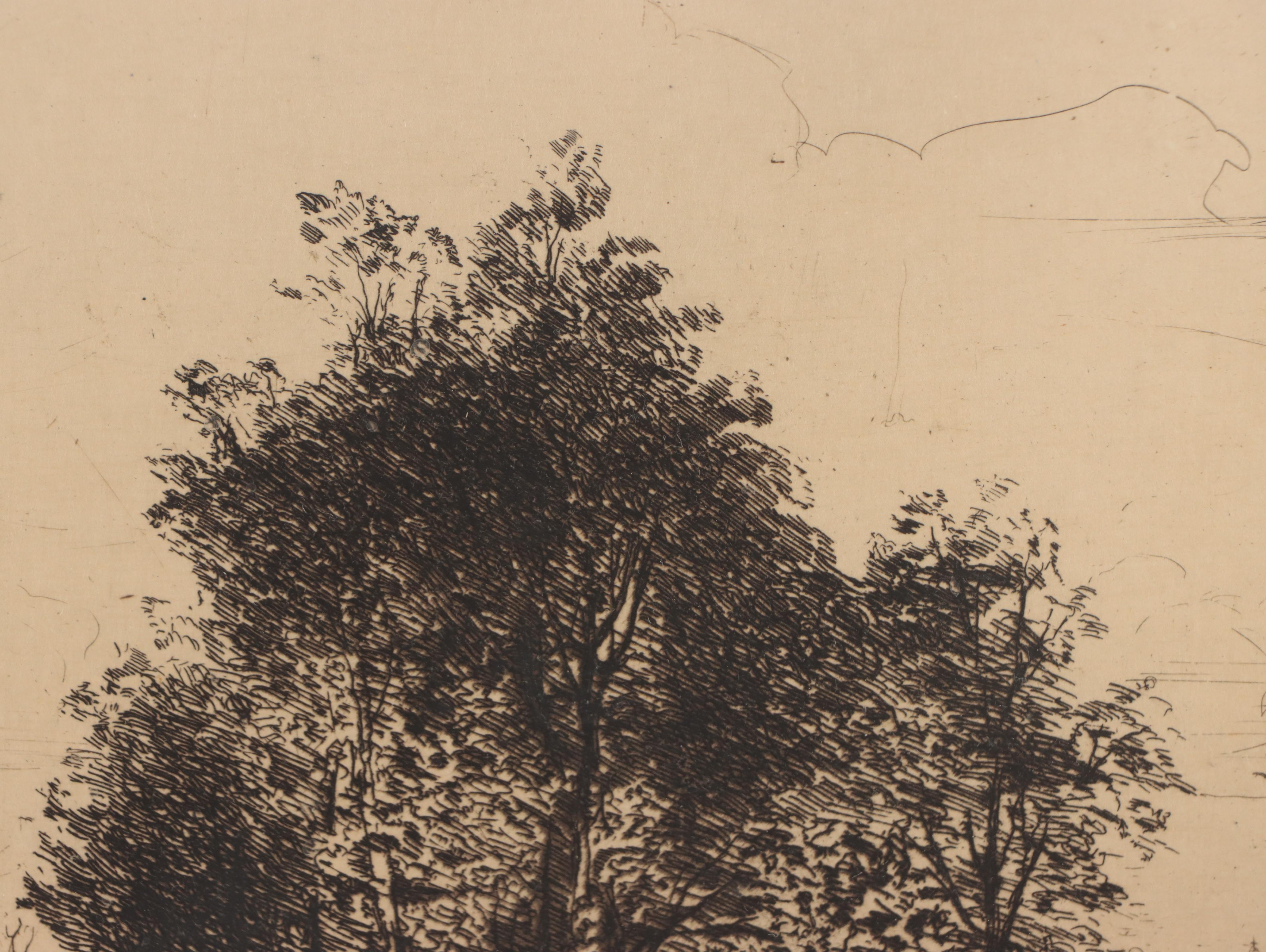 Lewis Meakin Etching "The Danube Near Donauworth, Bavaria," Late 19th Century