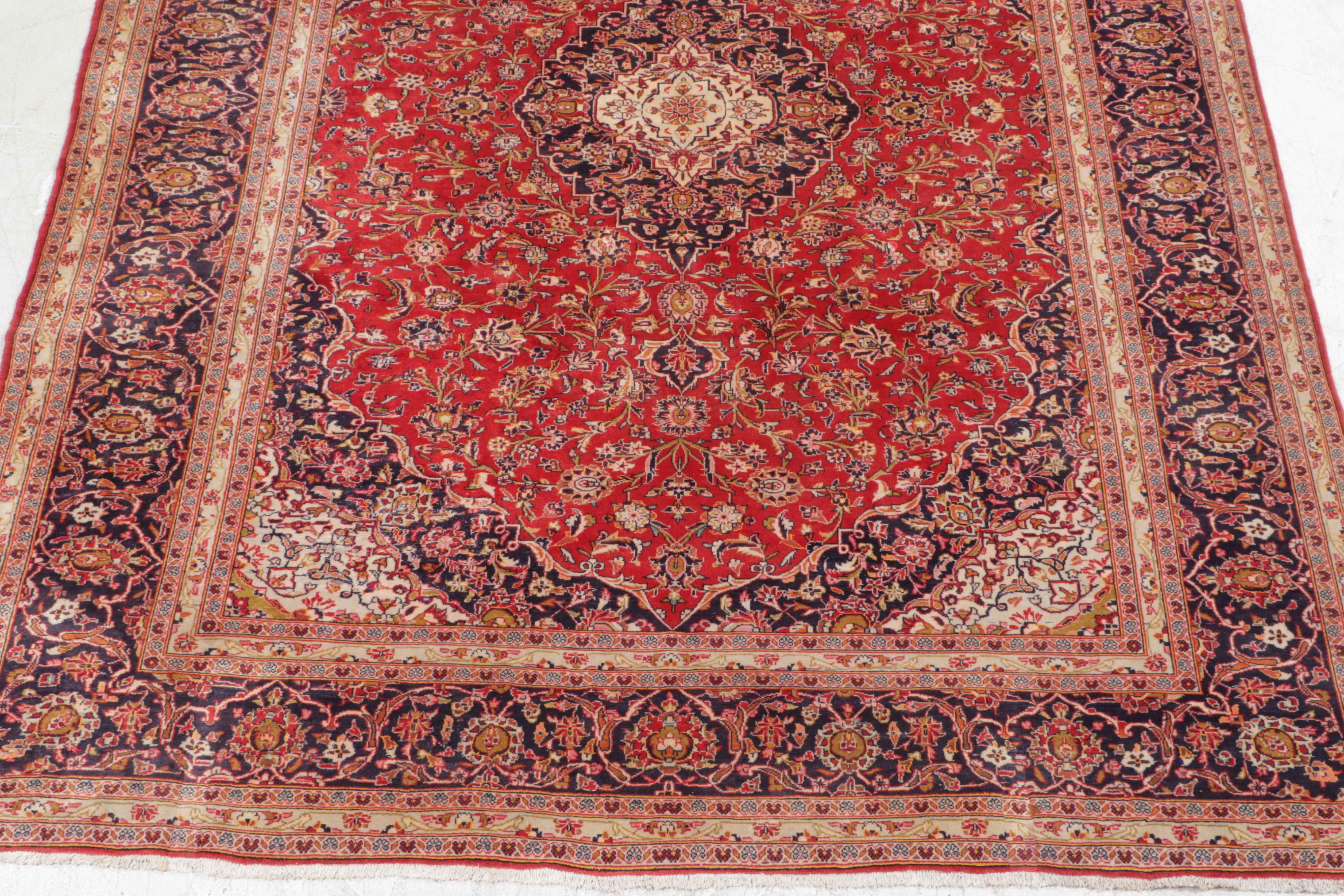 9'7 x 13'5 Hand-Knotted Persian Kashan Area Rug