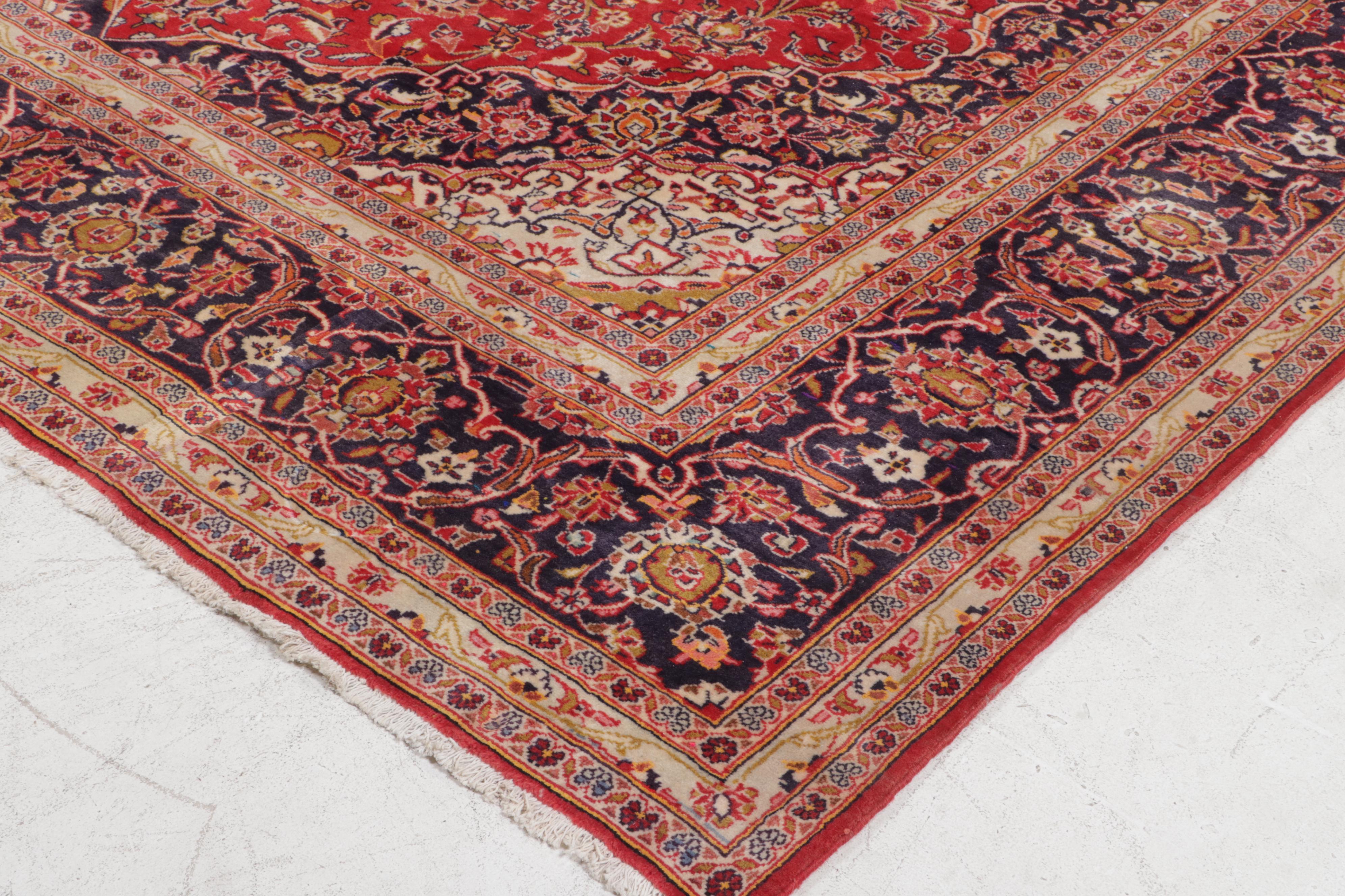 9'7 x 13'5 Hand-Knotted Persian Kashan Area Rug