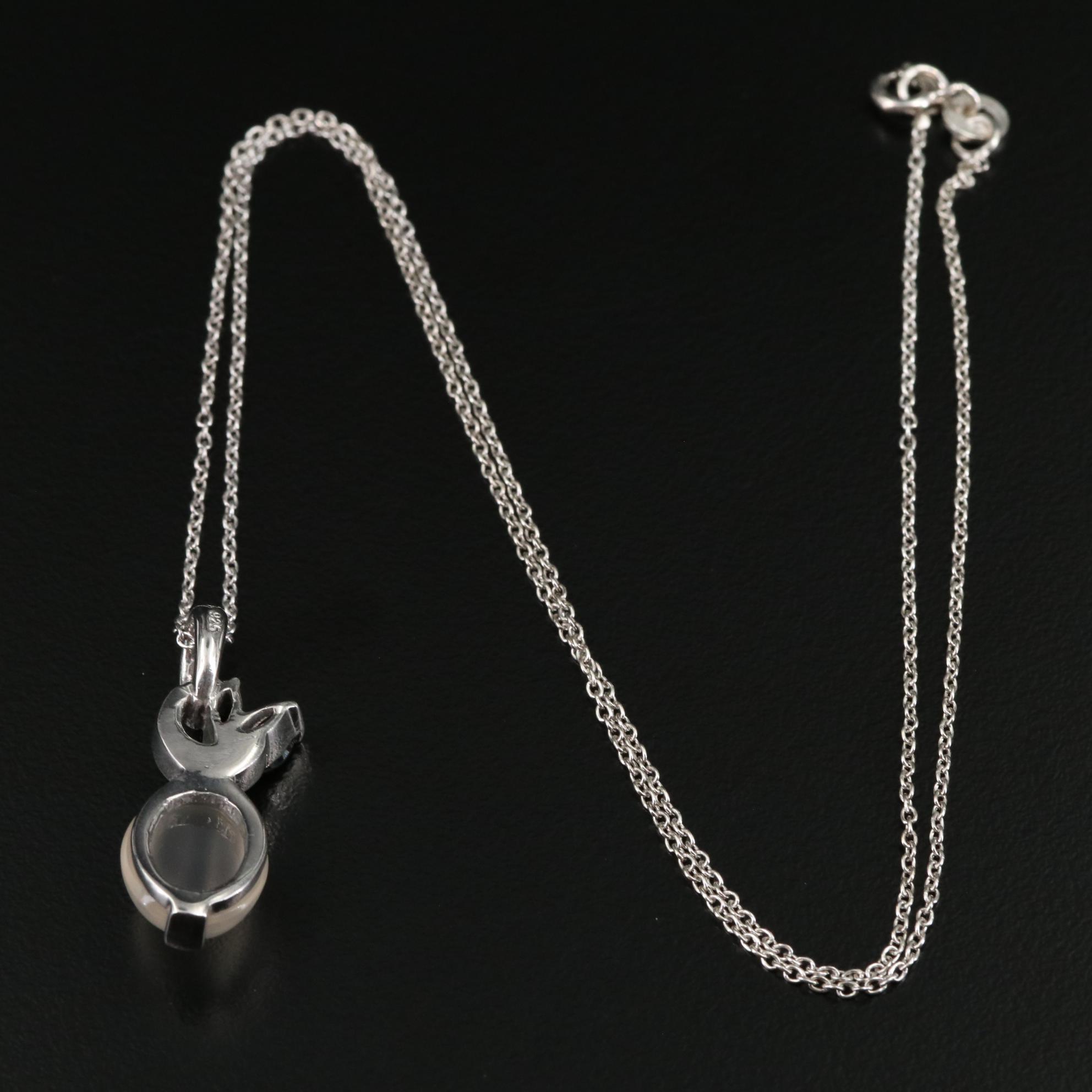 Sterling Moonstone and Cubic Zirconia Pendant Necklace
