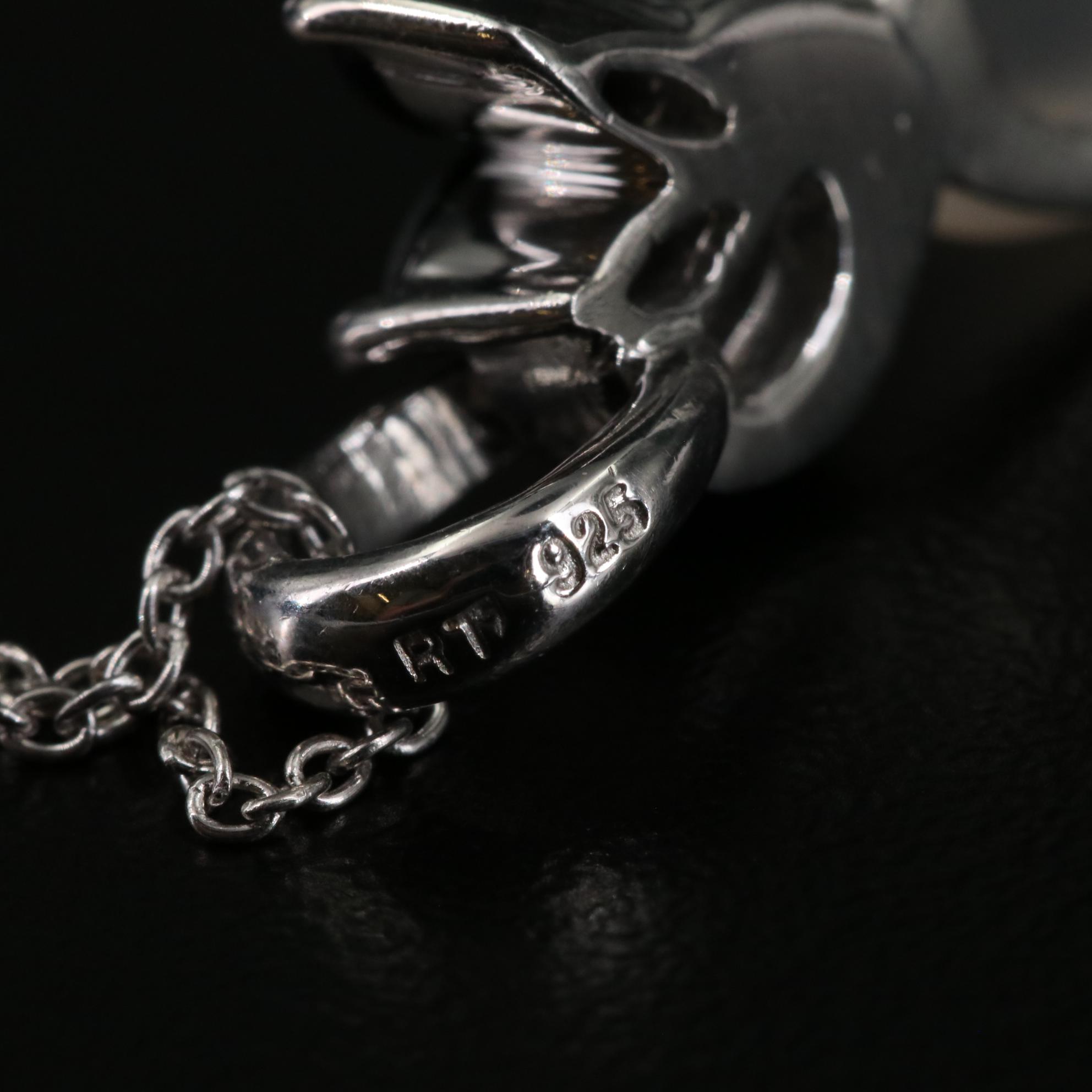 Sterling Moonstone and Cubic Zirconia Pendant Necklace