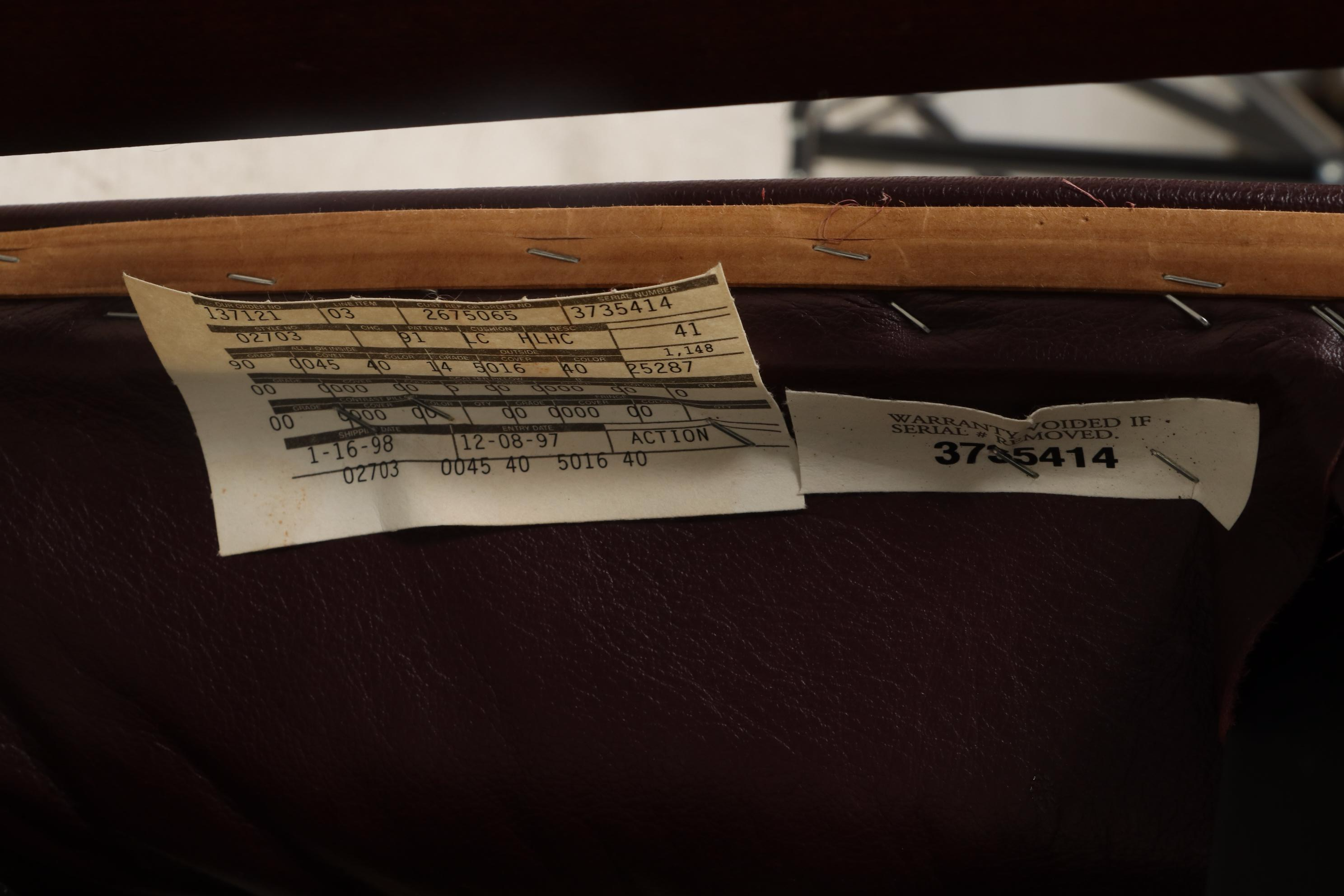 Faux Leather and Brass-Tacked Reclining Wingback Armchair with Side Table