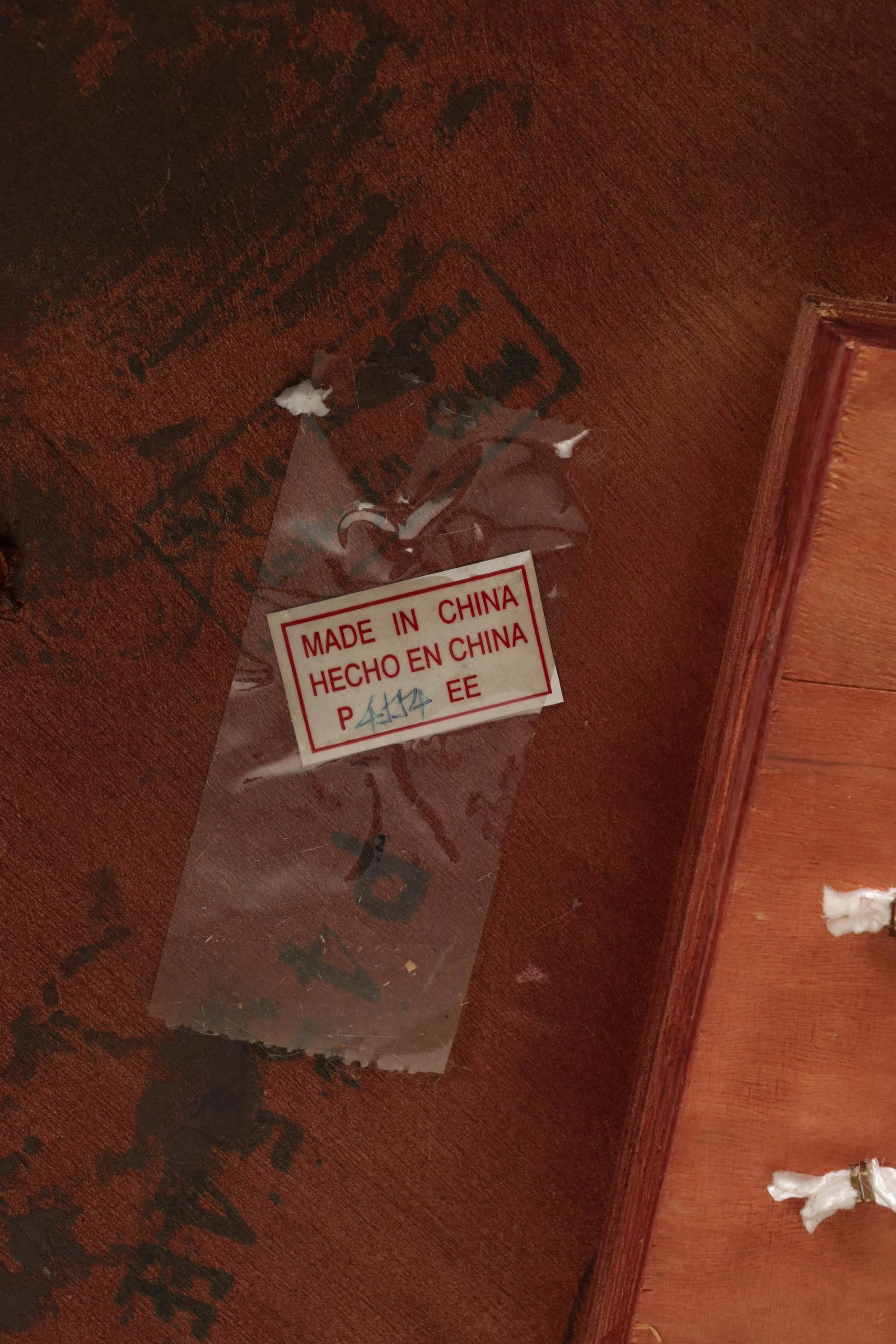 Faux Leather and Brass-Tacked Reclining Wingback Armchair with Side Table