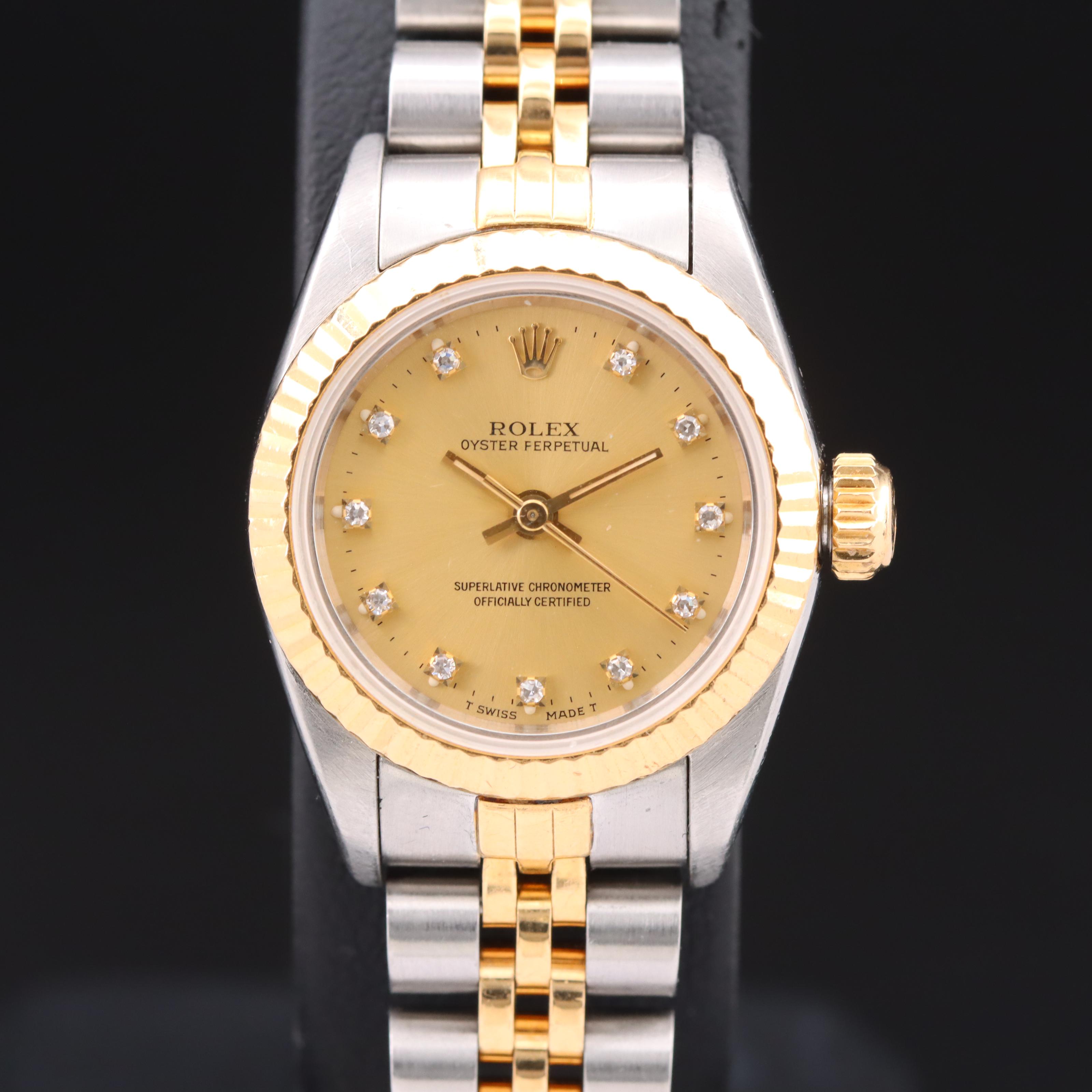 1990 - 1991 Rolex Oyster Perpetual Diamond Dial Watch