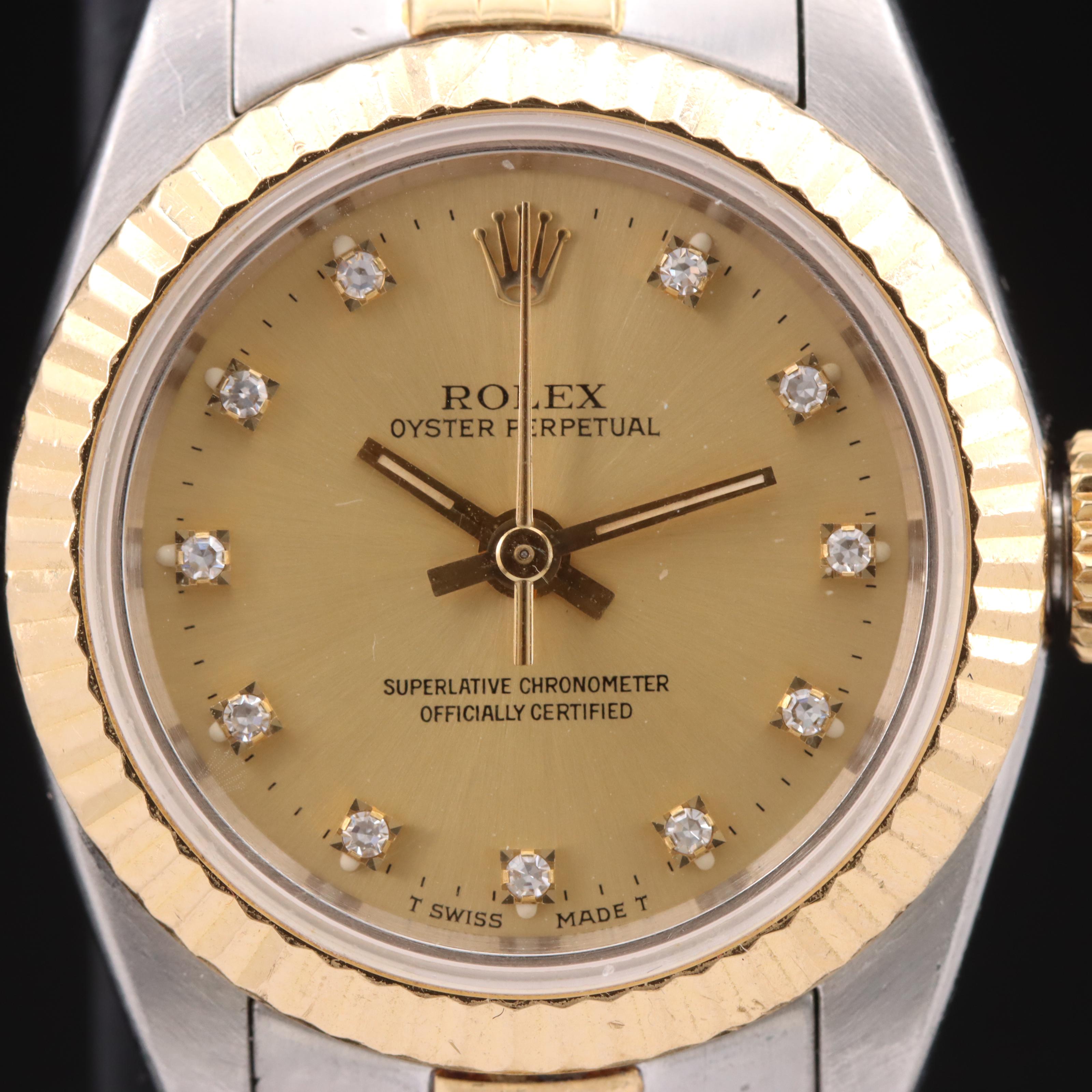 1990 - 1991 Rolex Oyster Perpetual Diamond Dial Watch
