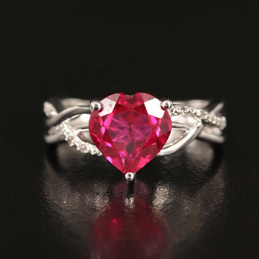 Ruby and White Sapphire Heart Ring