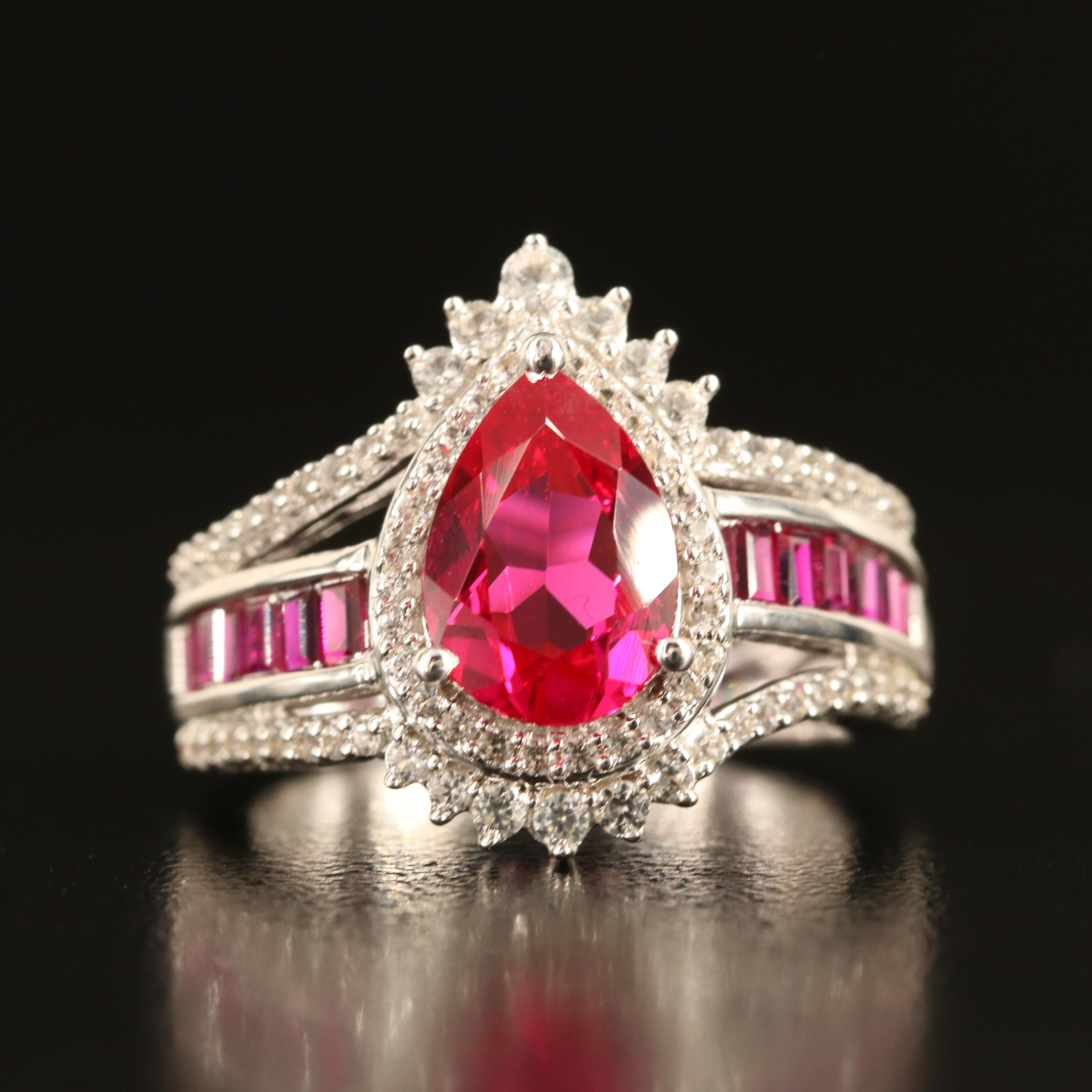 Sterling Ruby and White Sapphire Ring