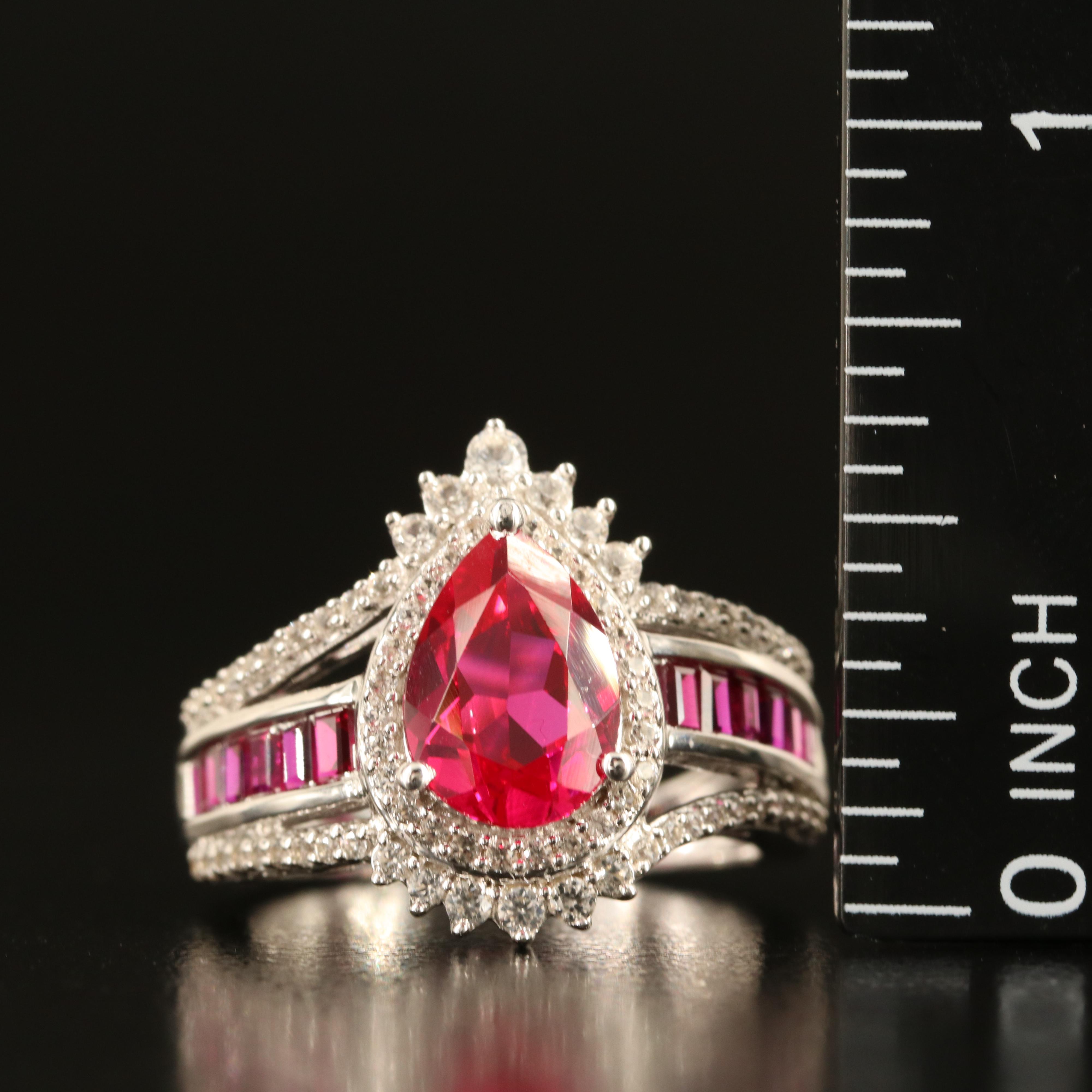 Sterling Ruby and White Sapphire Ring