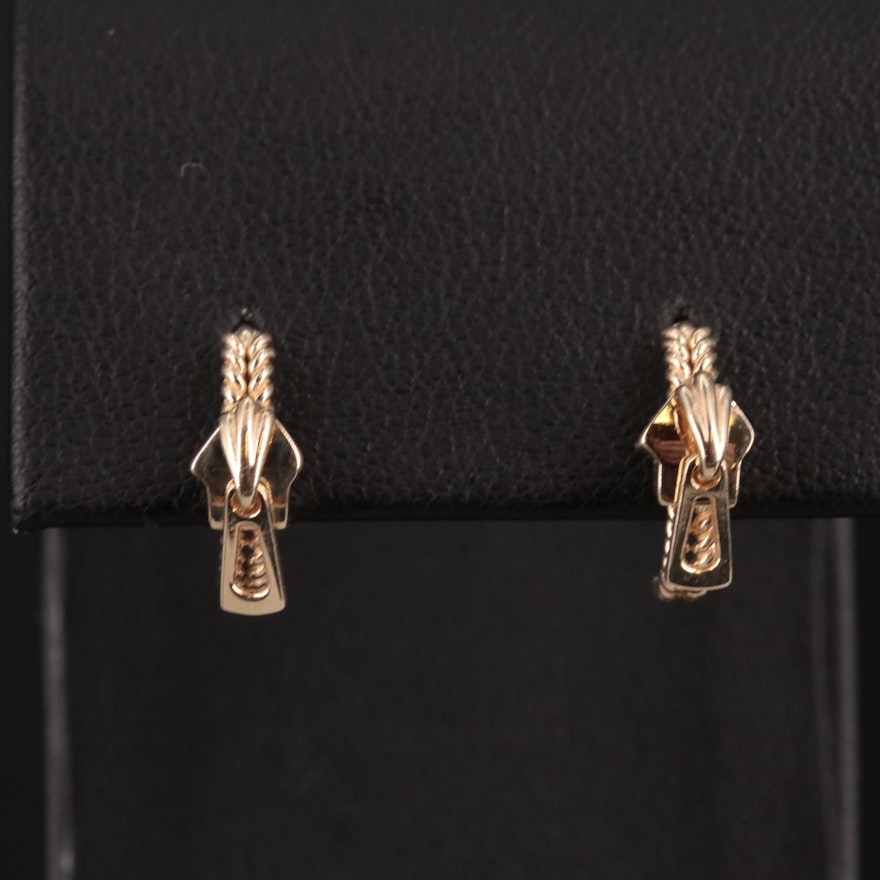 14K J Hoop Zipper Earrings