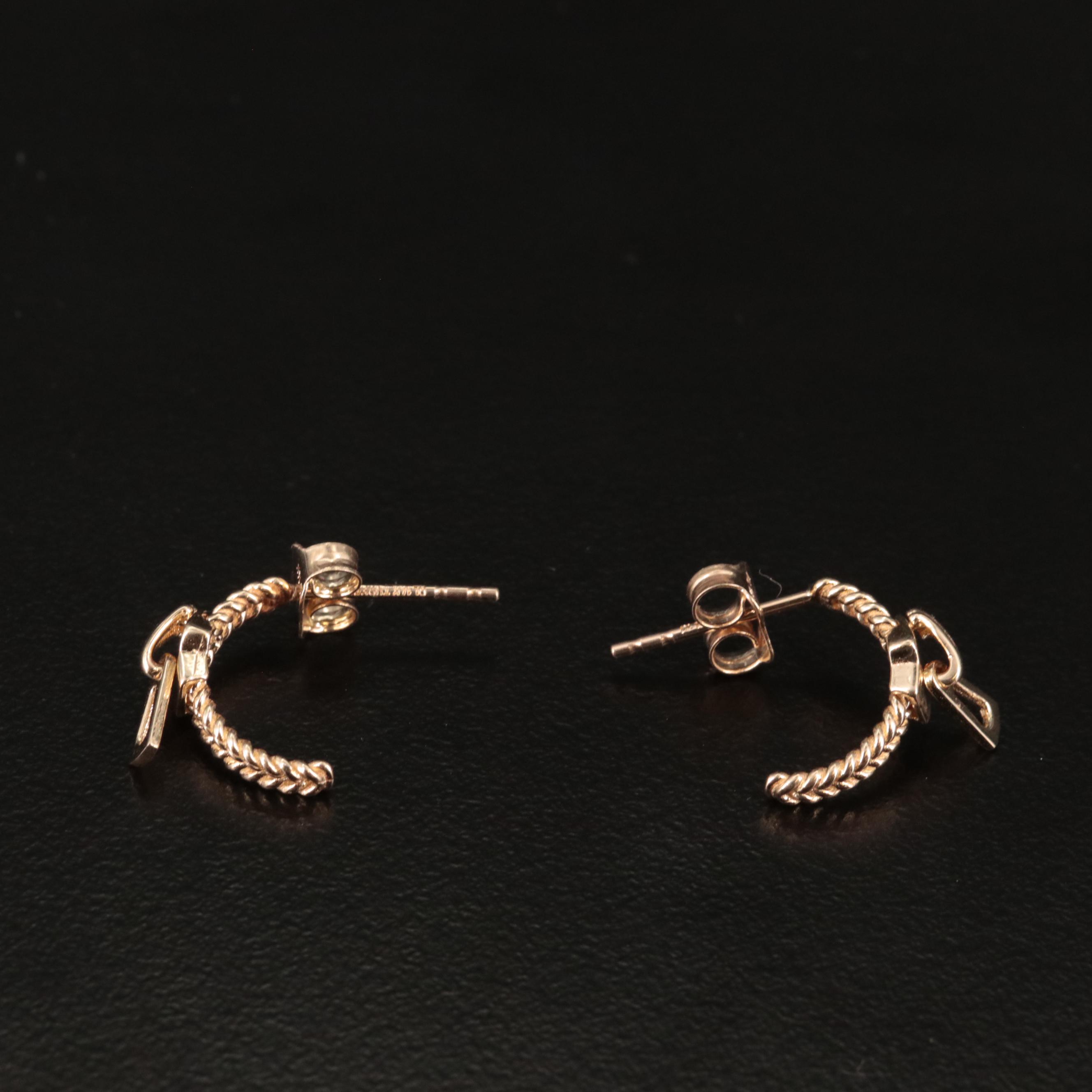 14K J Hoop Zipper Earrings
