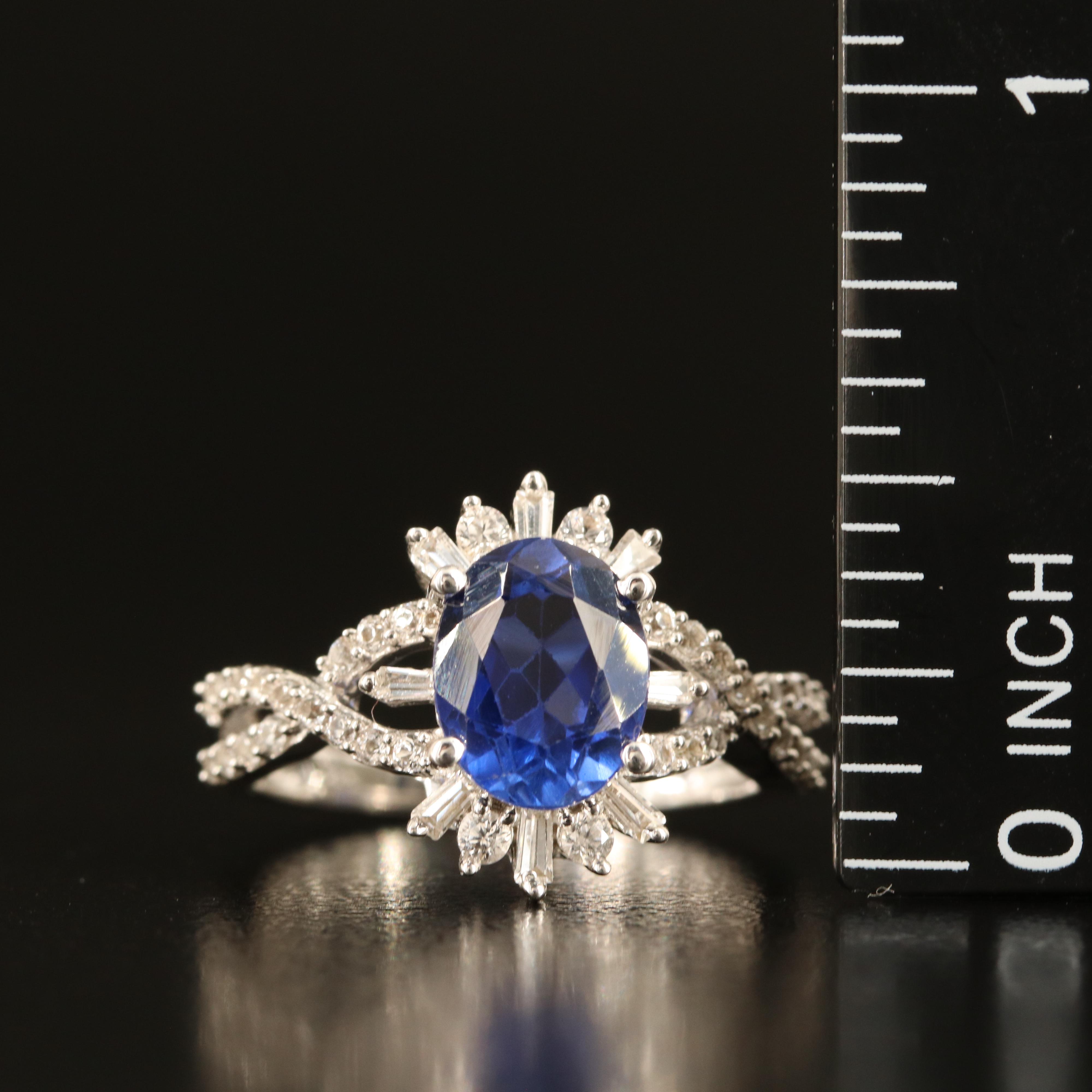 Sterling Sapphire and White Sapphire Ring