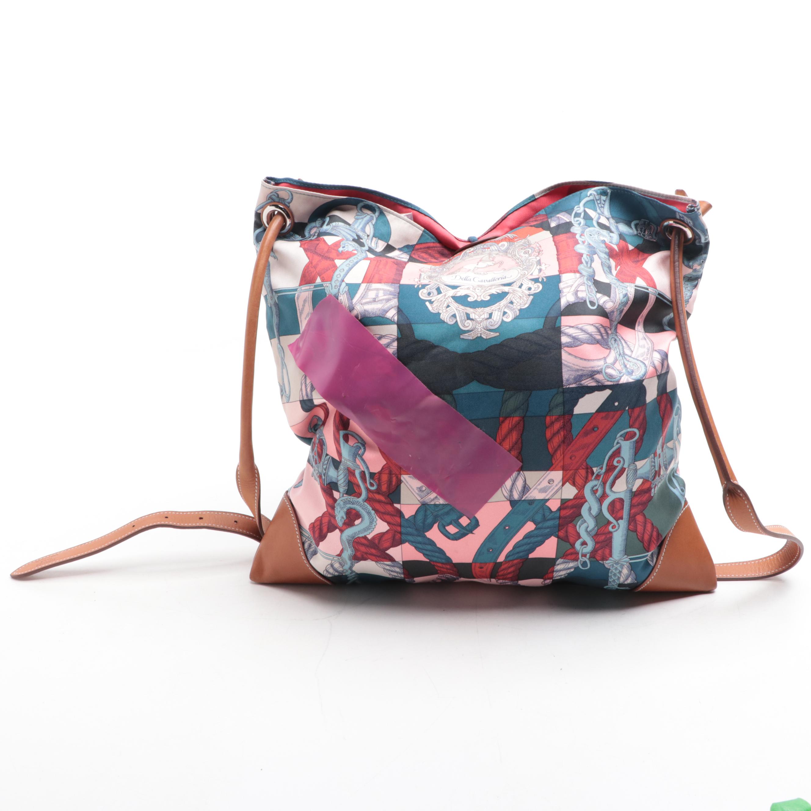 Hermès Silky City Bag in "Della Cavaleria" Silk and Chamonix Leather