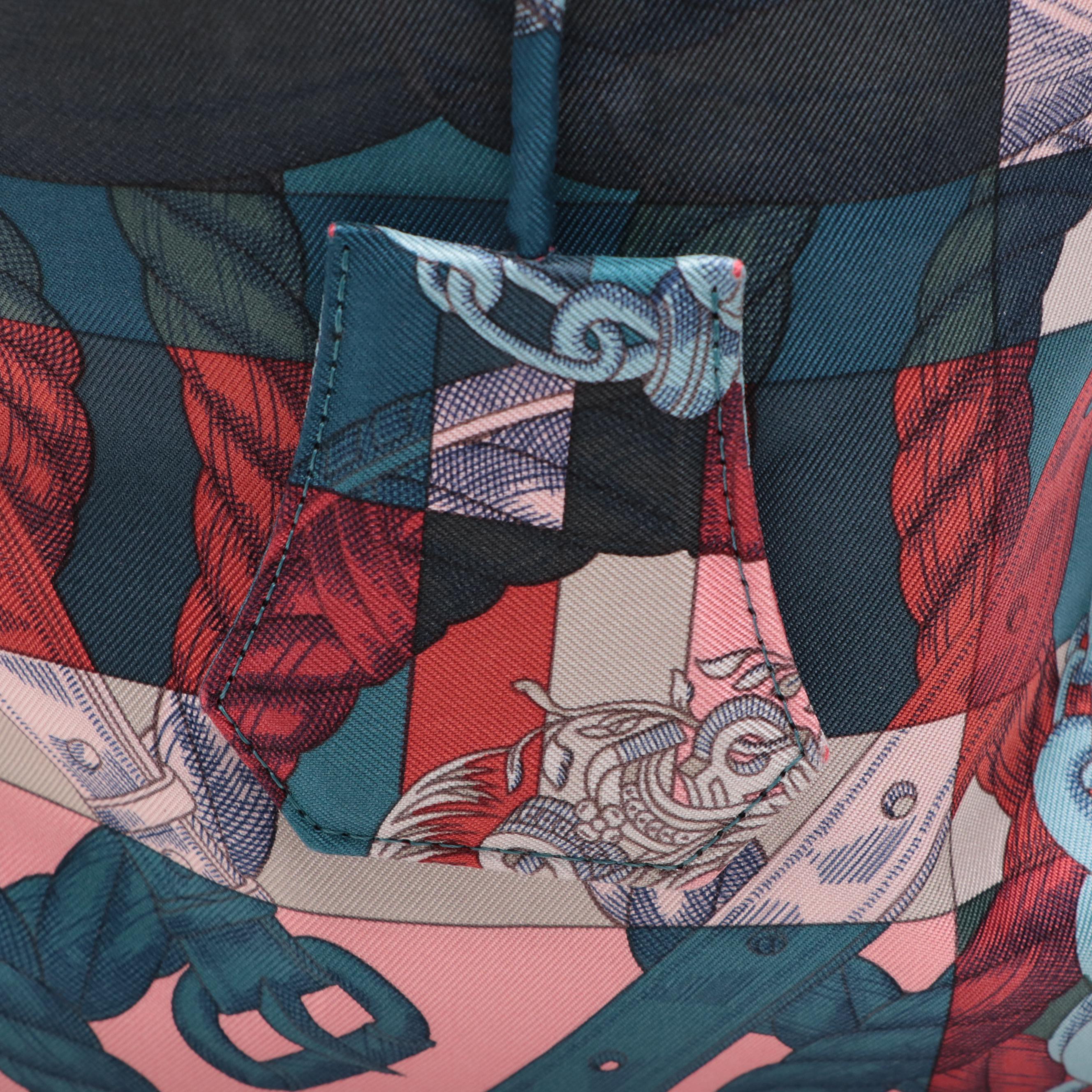 Hermès Silky City Bag in "Della Cavaleria" Silk and Chamonix Leather