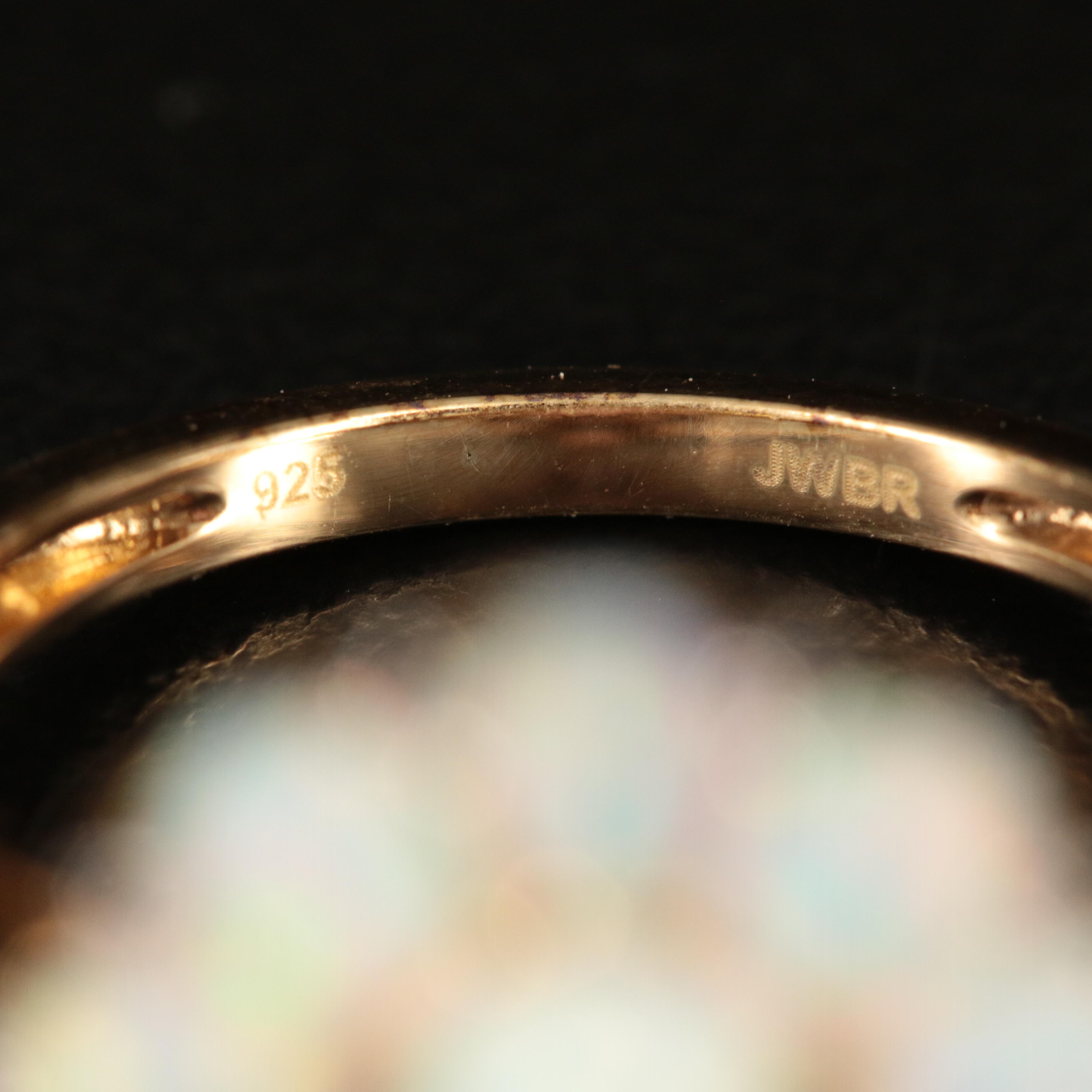 Sterling Opal, White Topaz and Diamond Cluster Ring