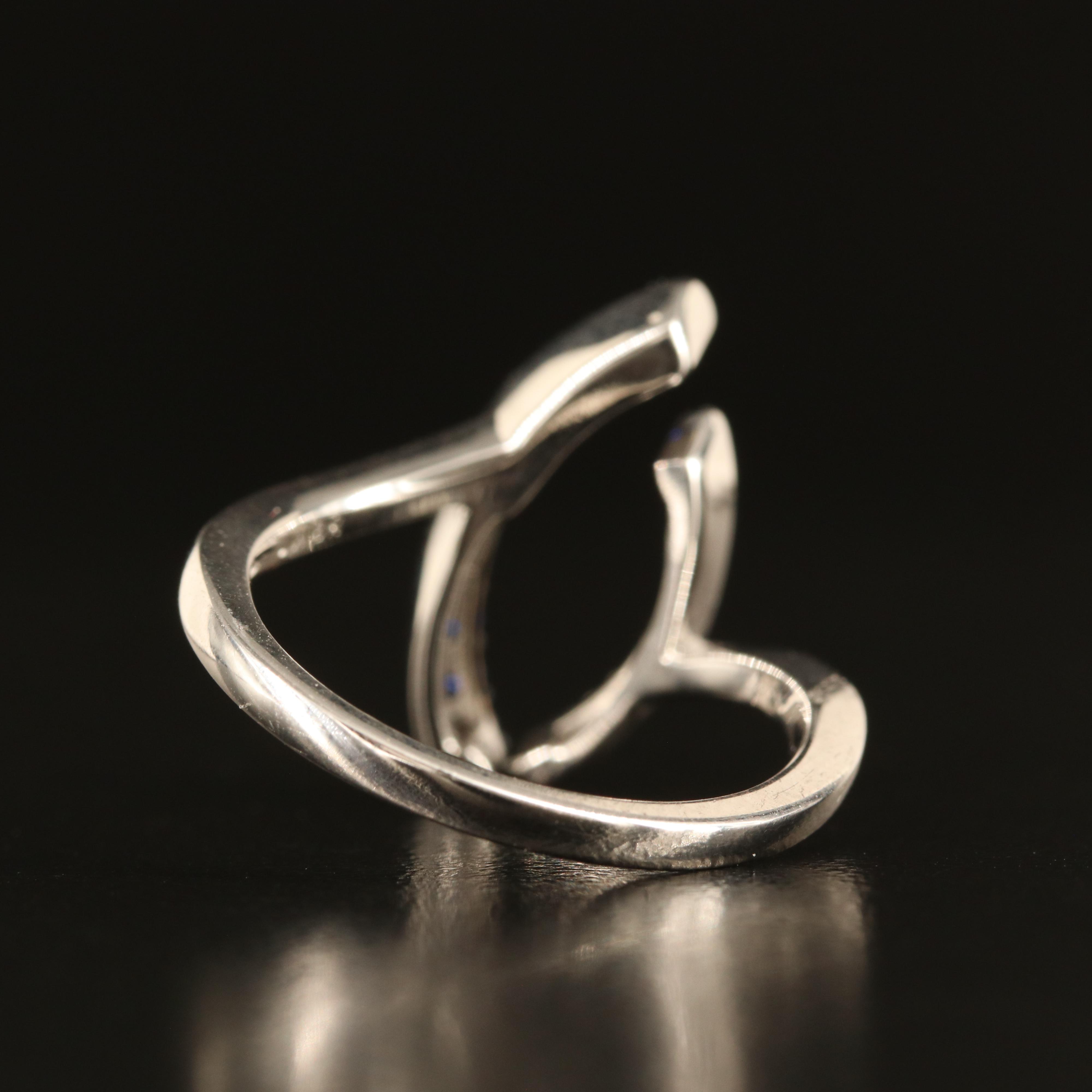 Sterling Sapphire and White Sapphire Navette Ring