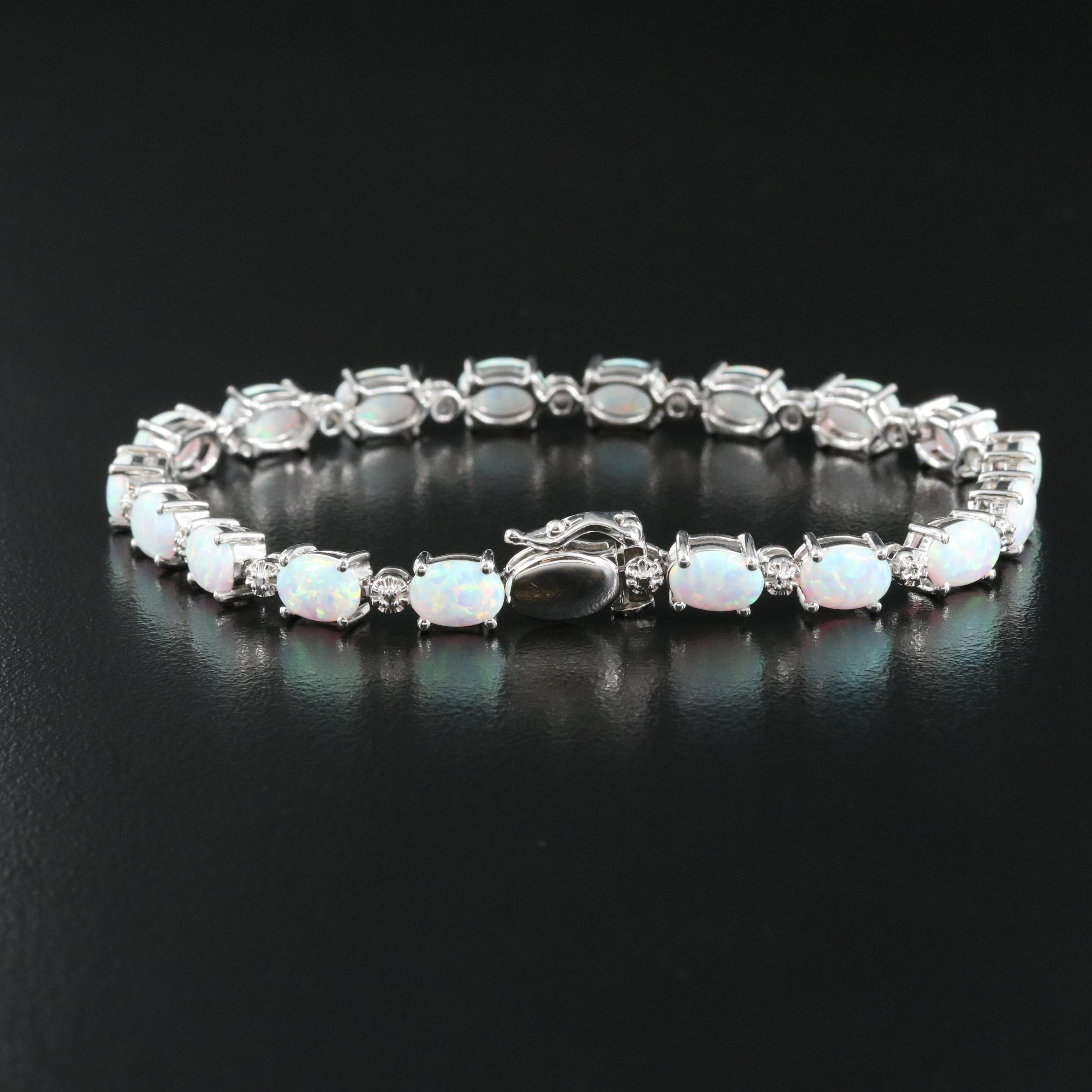 Sterling Opal and Cubic Zirconia Bracelet