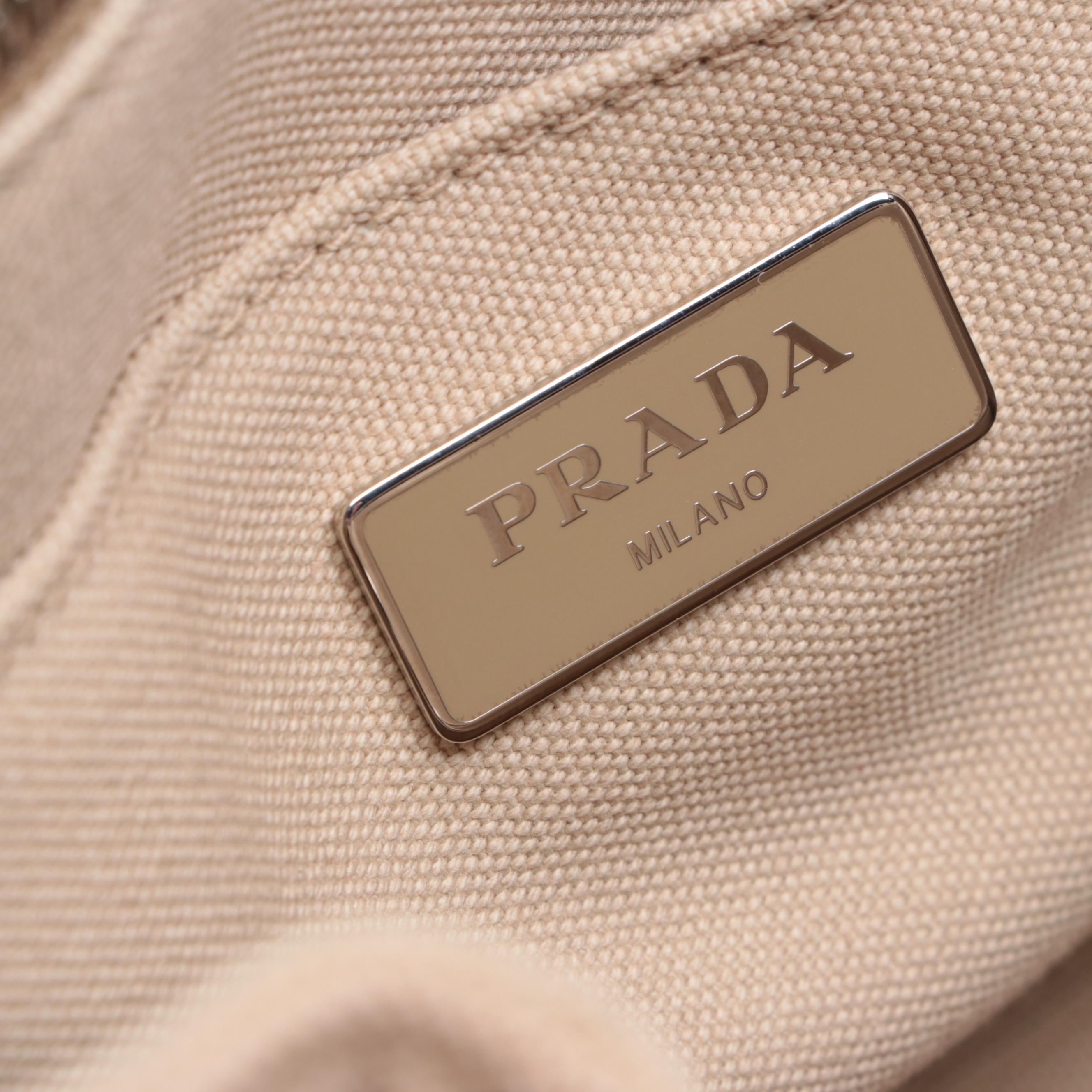 Prada Canapa Feather Fringe Canvas Two-Way Tote