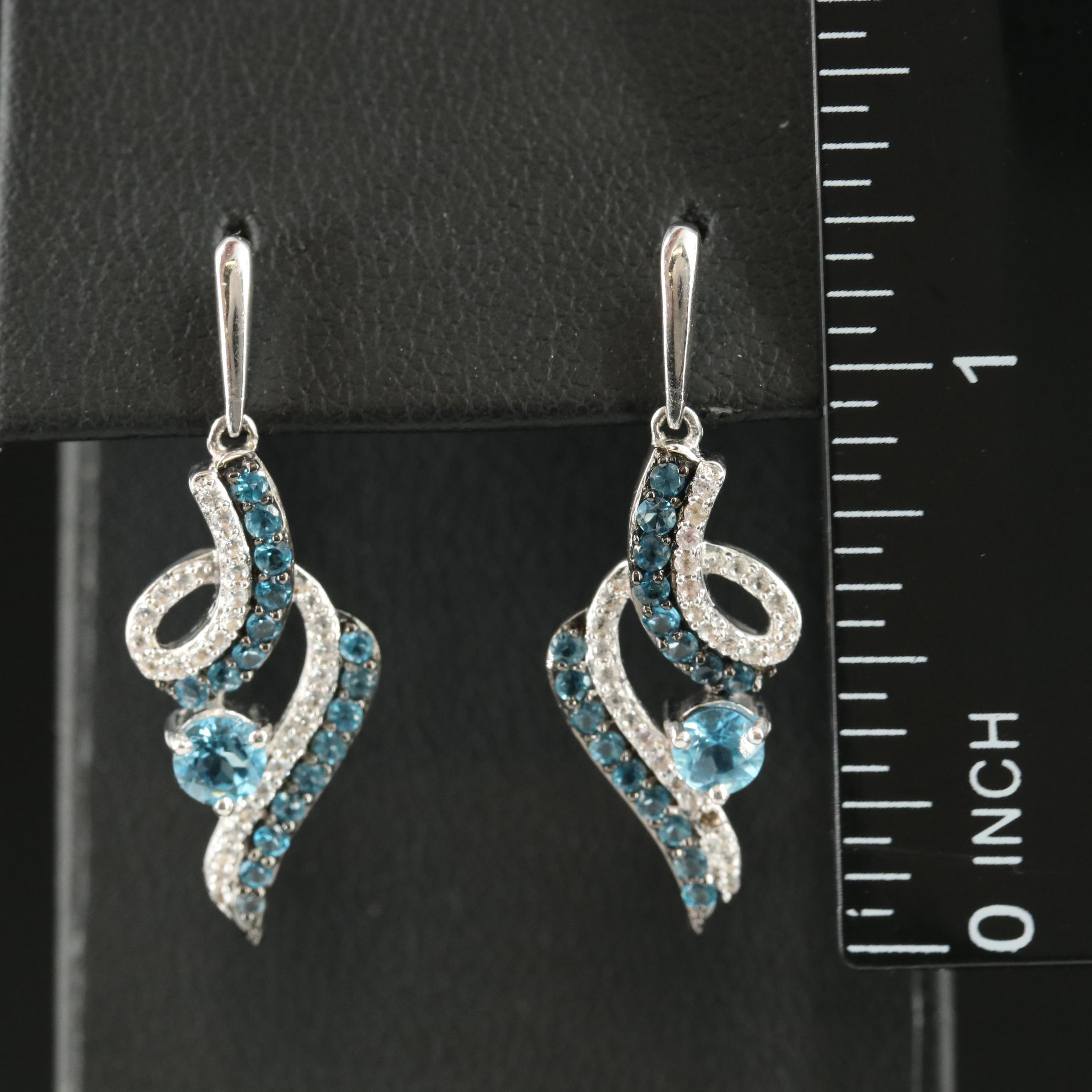 Sterling Topaz and Sapphire Loop Earrings