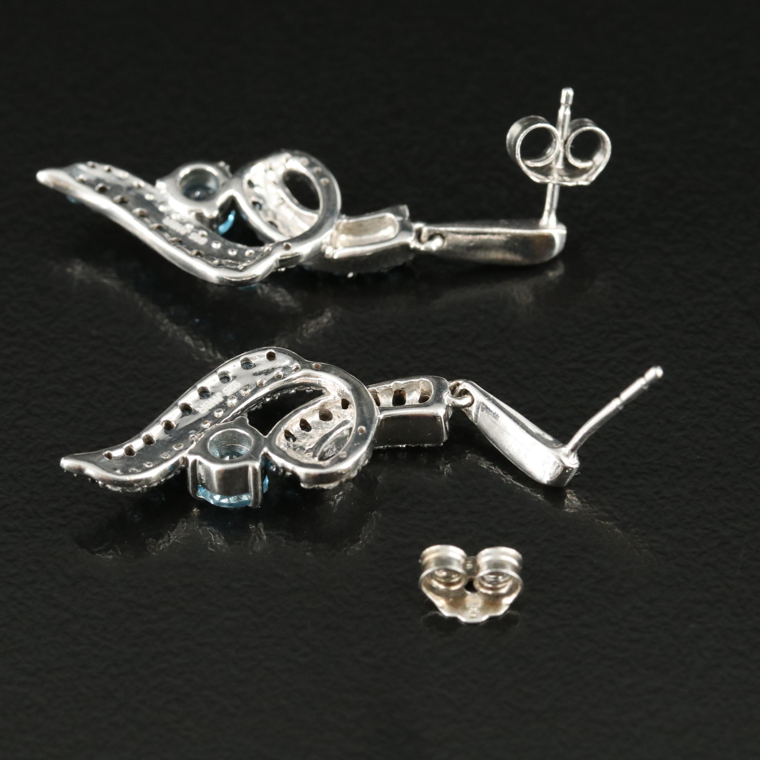 Sterling Topaz and Sapphire Loop Earrings