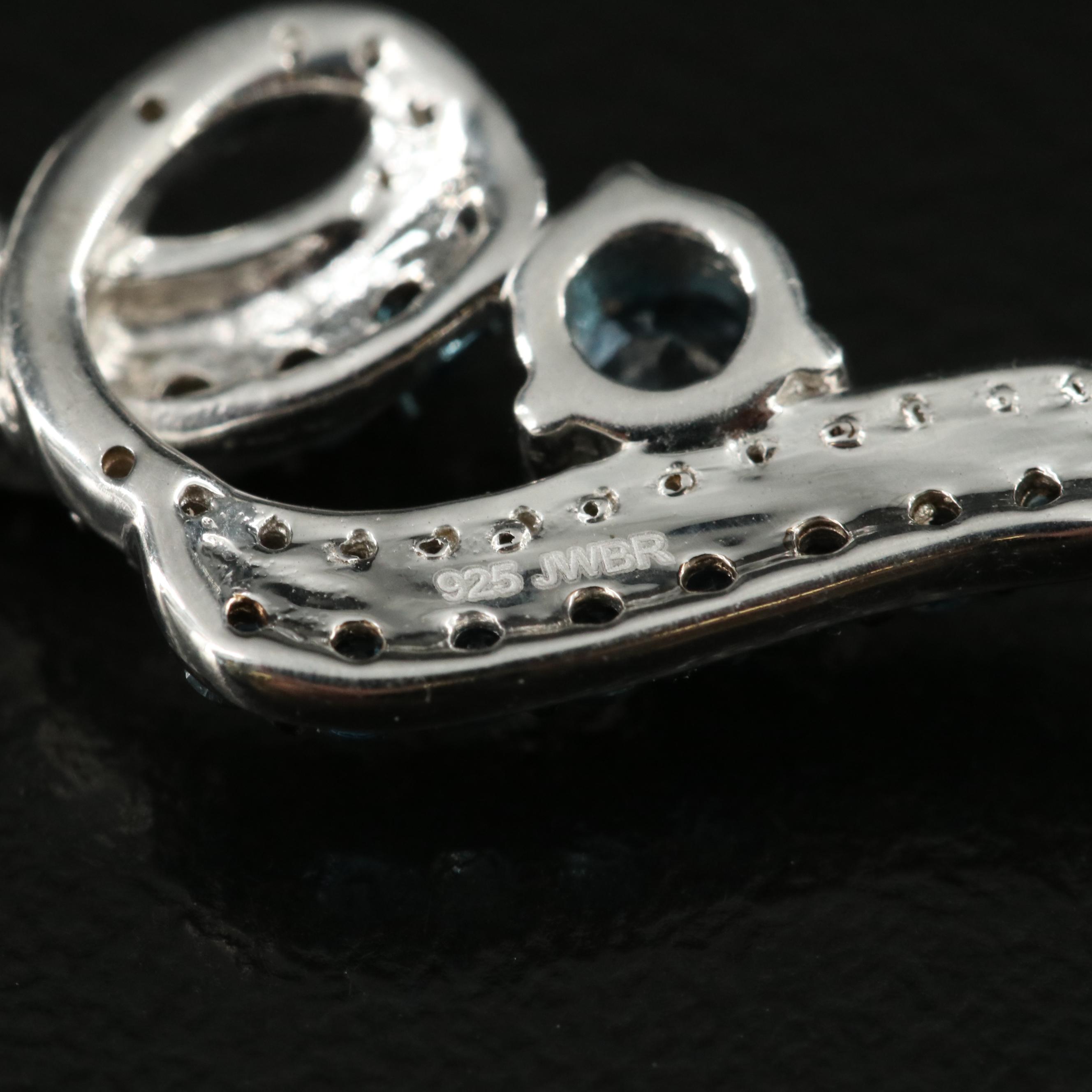 Sterling Topaz and Sapphire Loop Earrings