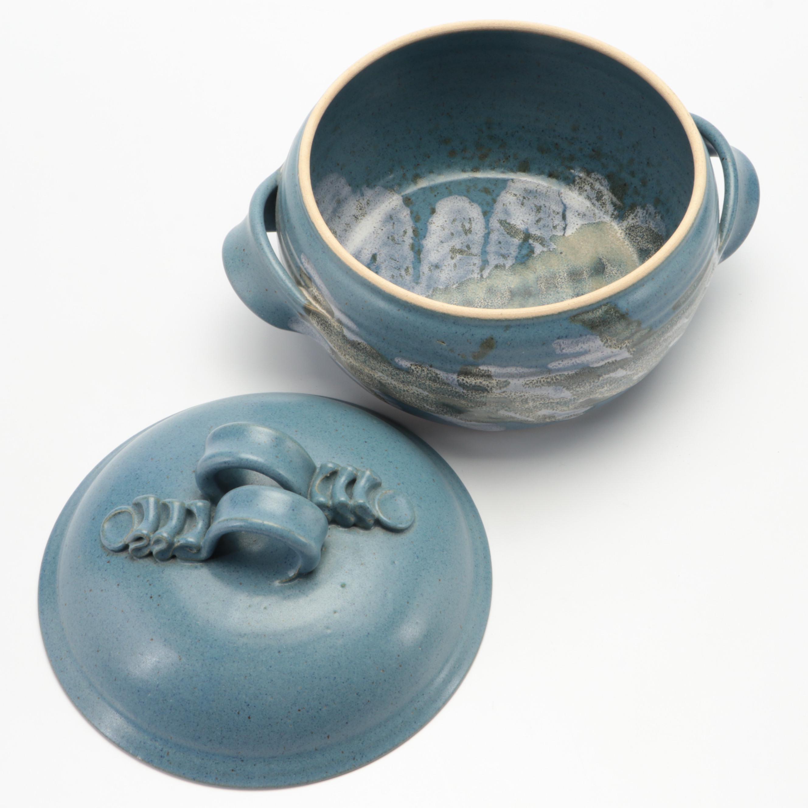 Rusty Earthenware Tureen with Other Art Pottery Vases