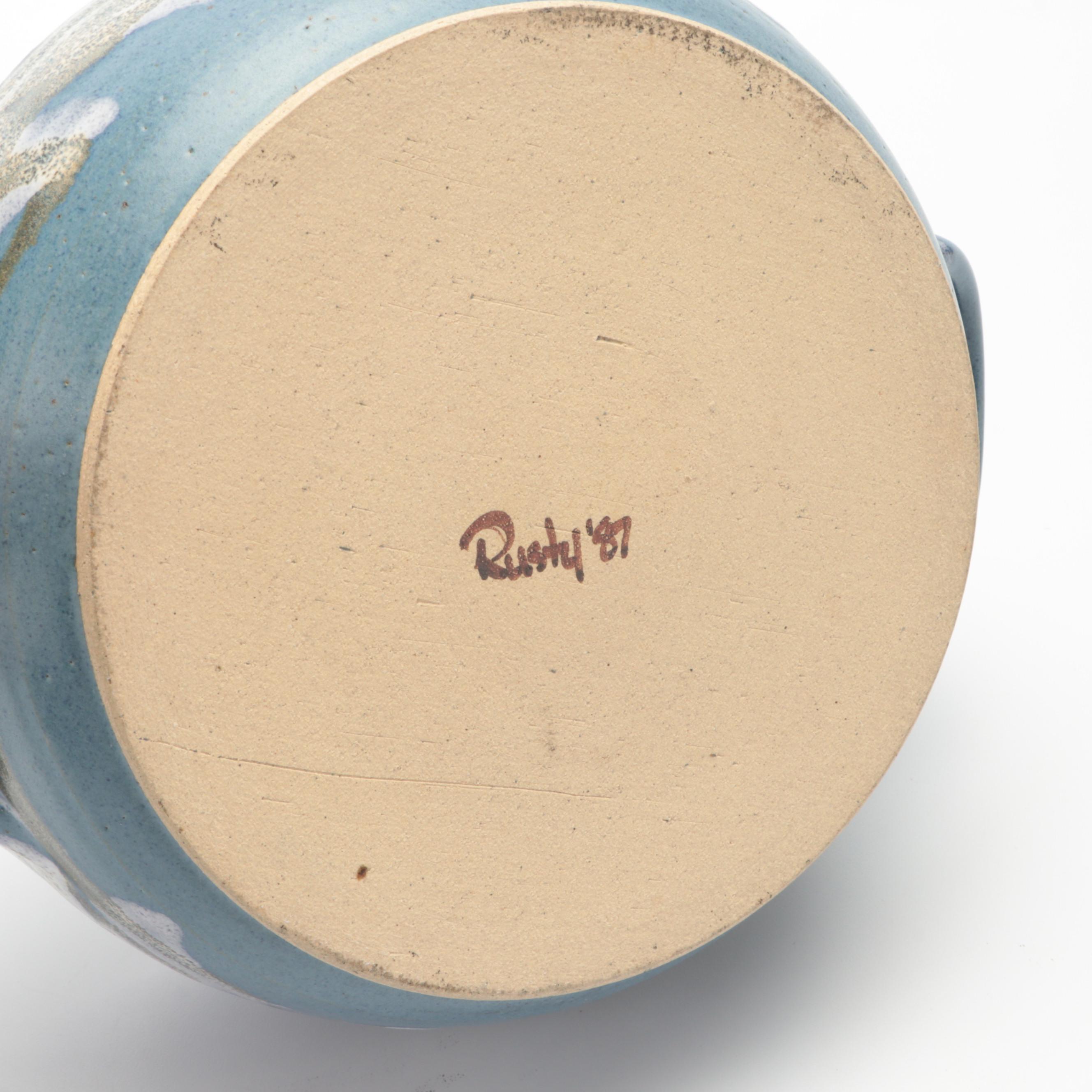 Rusty Earthenware Tureen with Other Art Pottery Vases