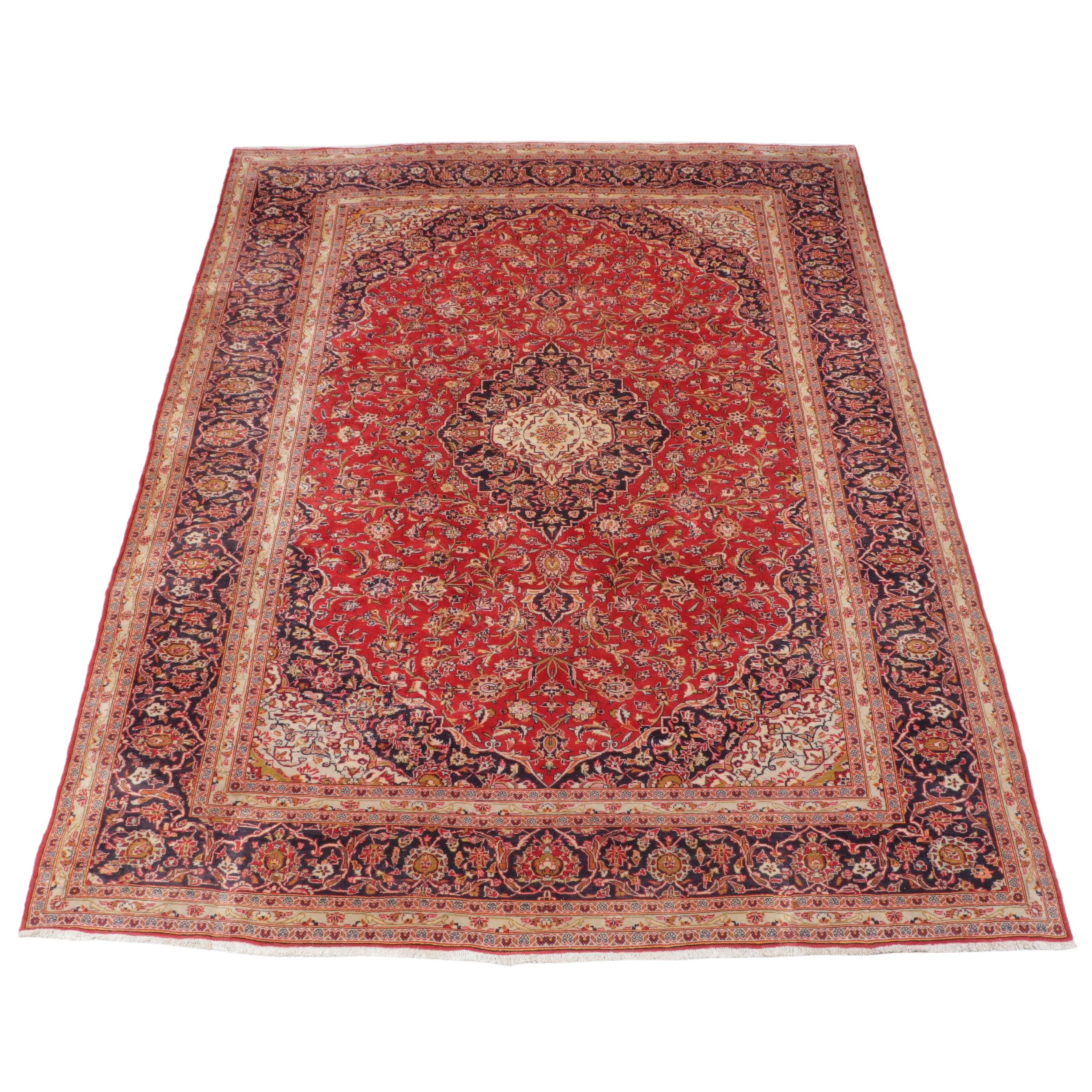 9'7 x 13'5 Hand-Knotted Persian Kashan Area Rug
